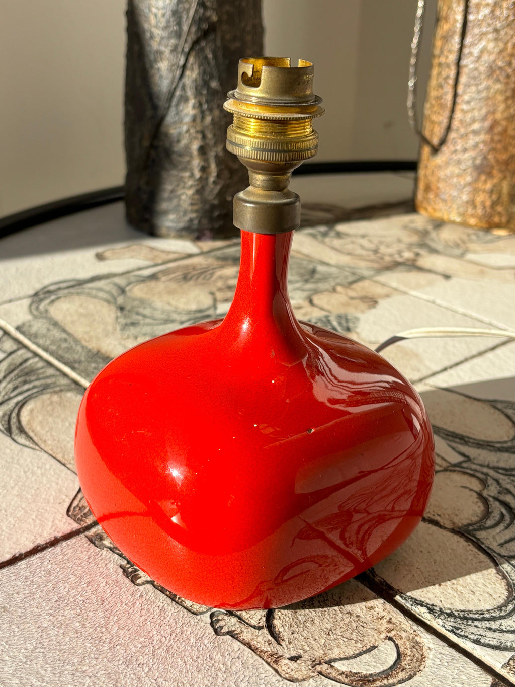 Beautiful red Jacques et Dani Ruelland lamp