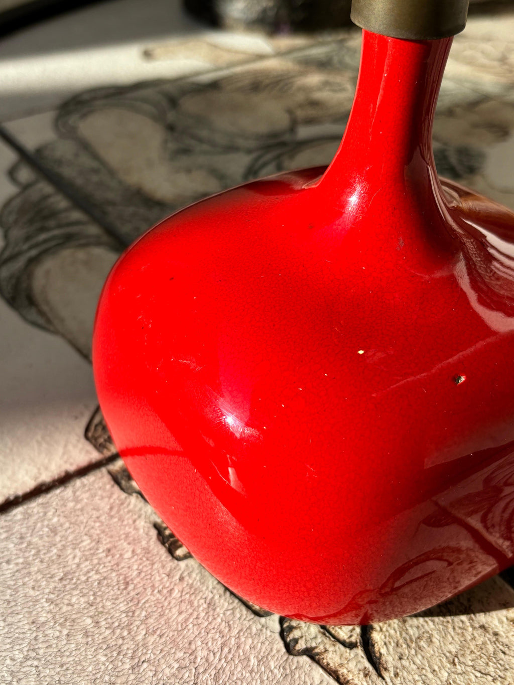 Beautiful red Jacques et Dani Ruelland lamp