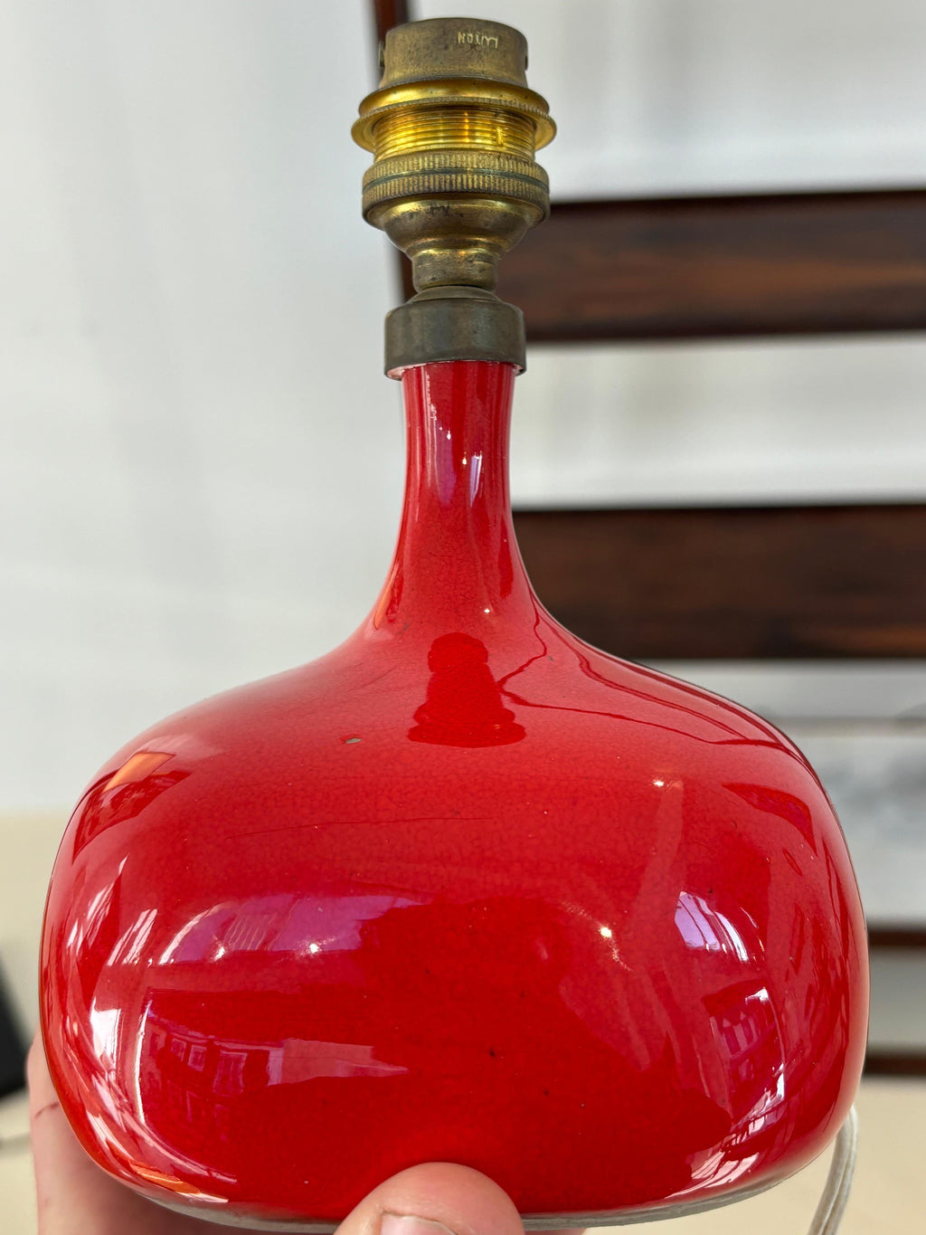 Beautiful red Jacques et Dani Ruelland lamp