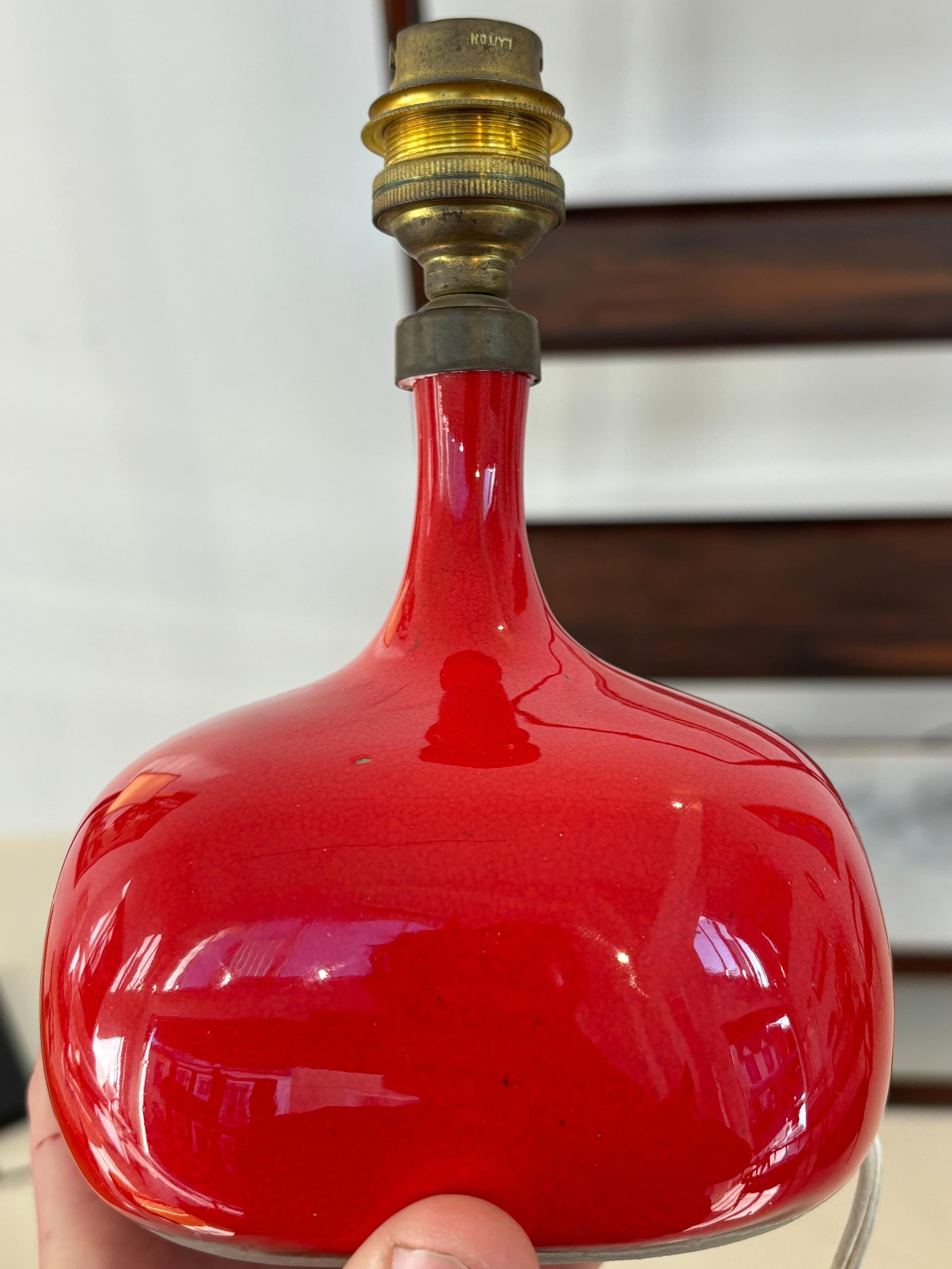 Beautiful red Jacques et Dani Ruelland lamp