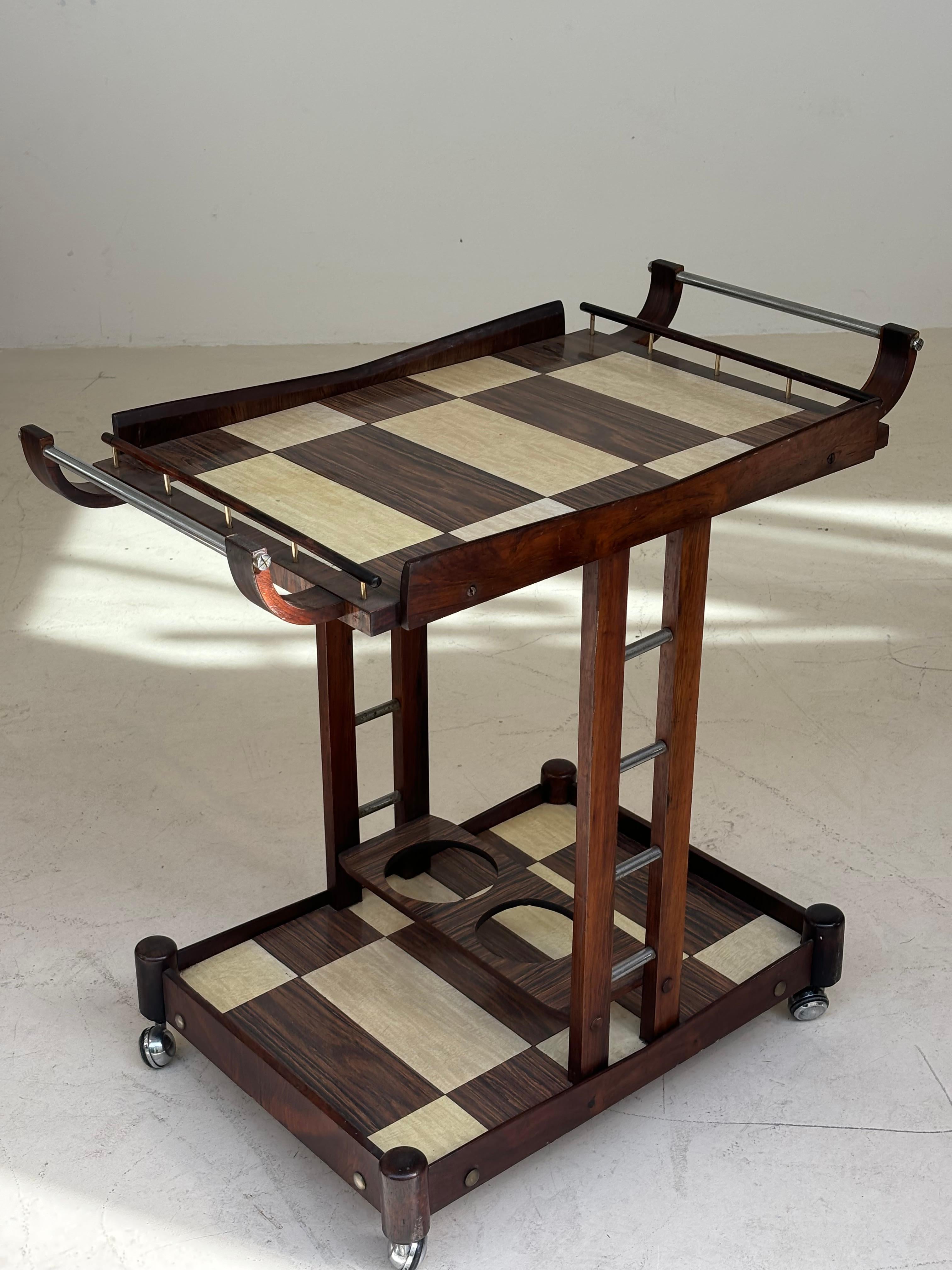 Serving table by Novo Rumo, Brasil, 1960 in métal, plexiglas and imbuia