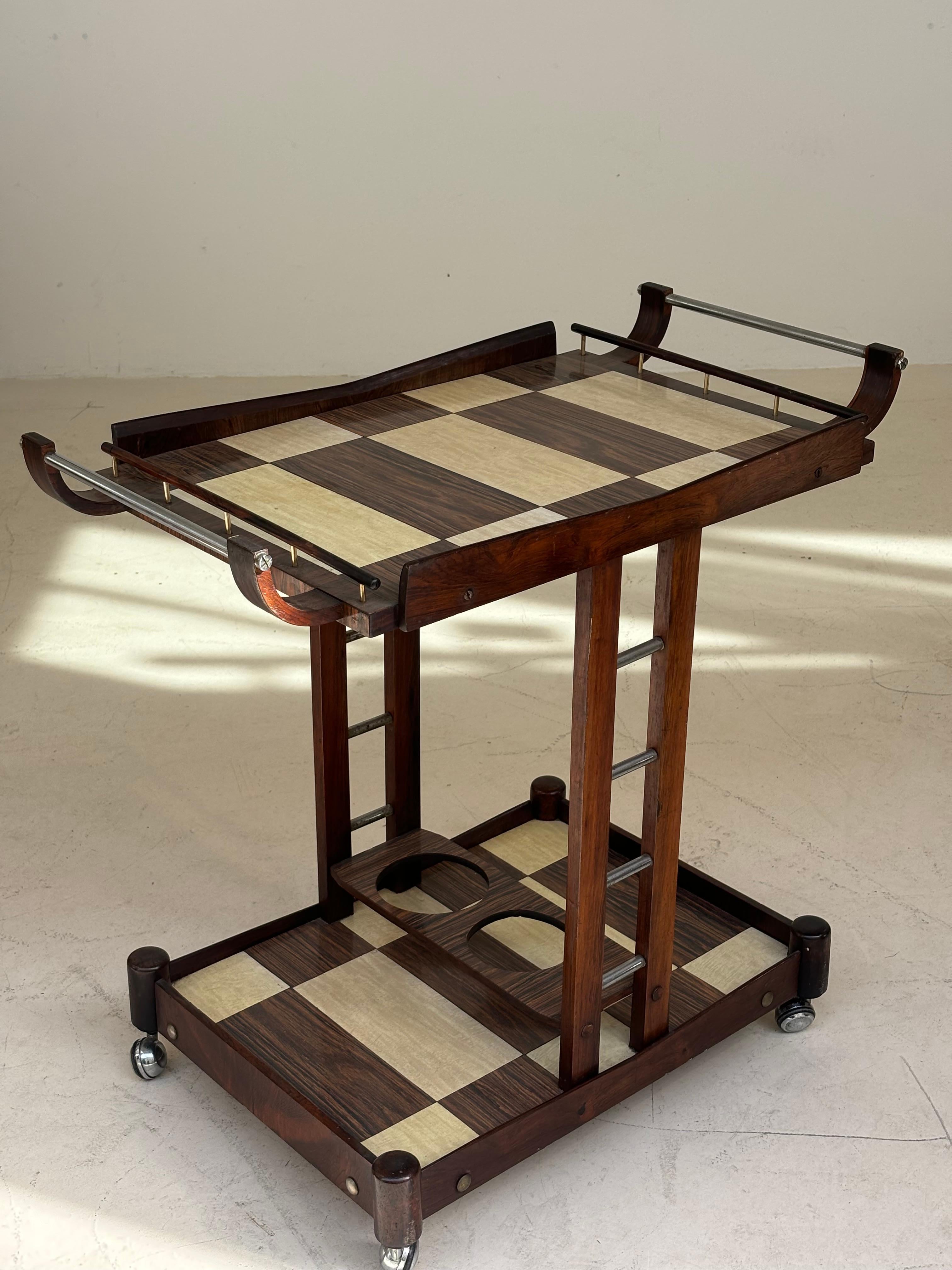 Serving table by Novo Rumo, Brasil, 1960 in métal, plexiglas and imbuia