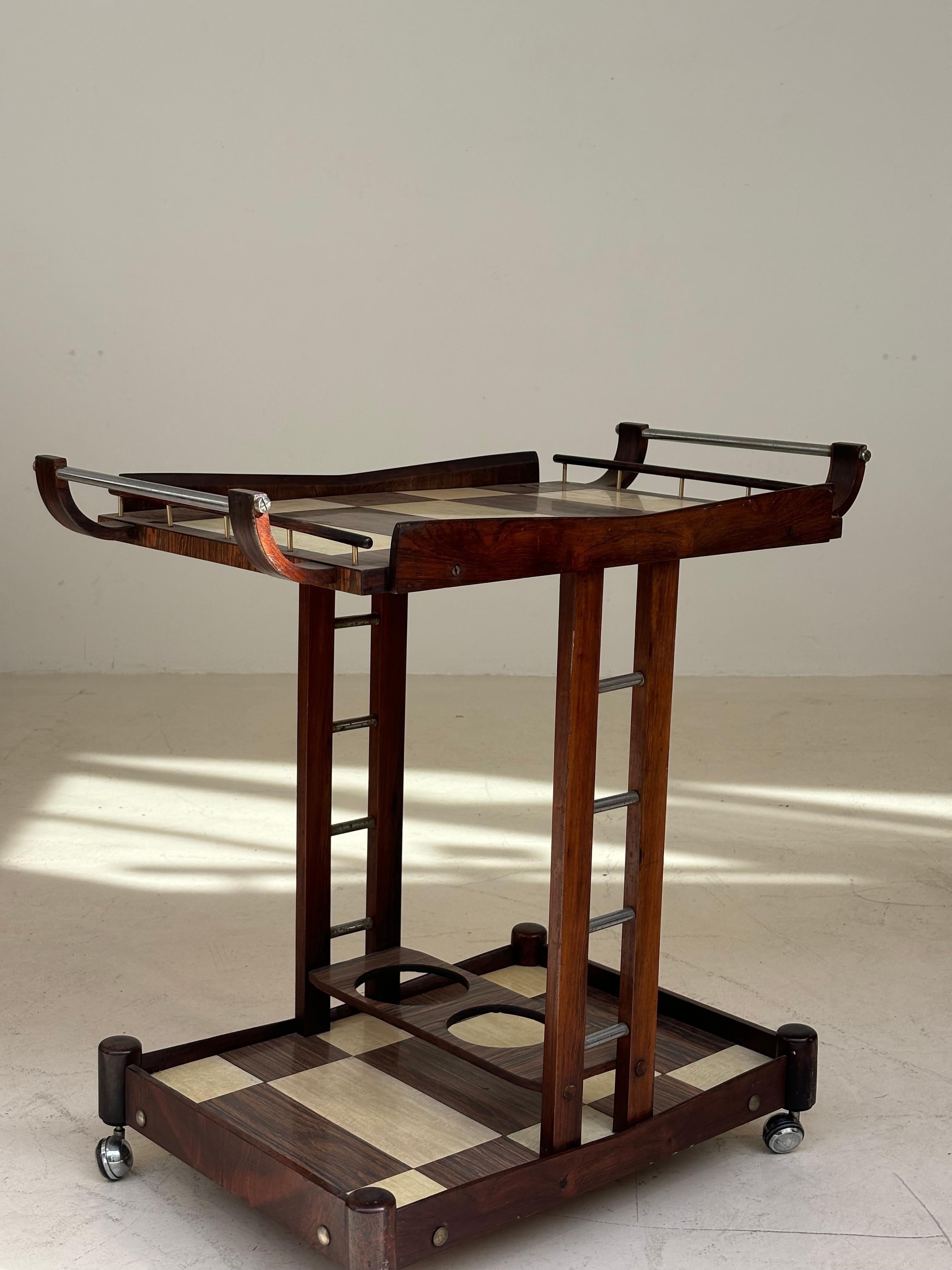 Serving table by Novo Rumo, Brasil, 1960 in métal, plexiglas and imbuia