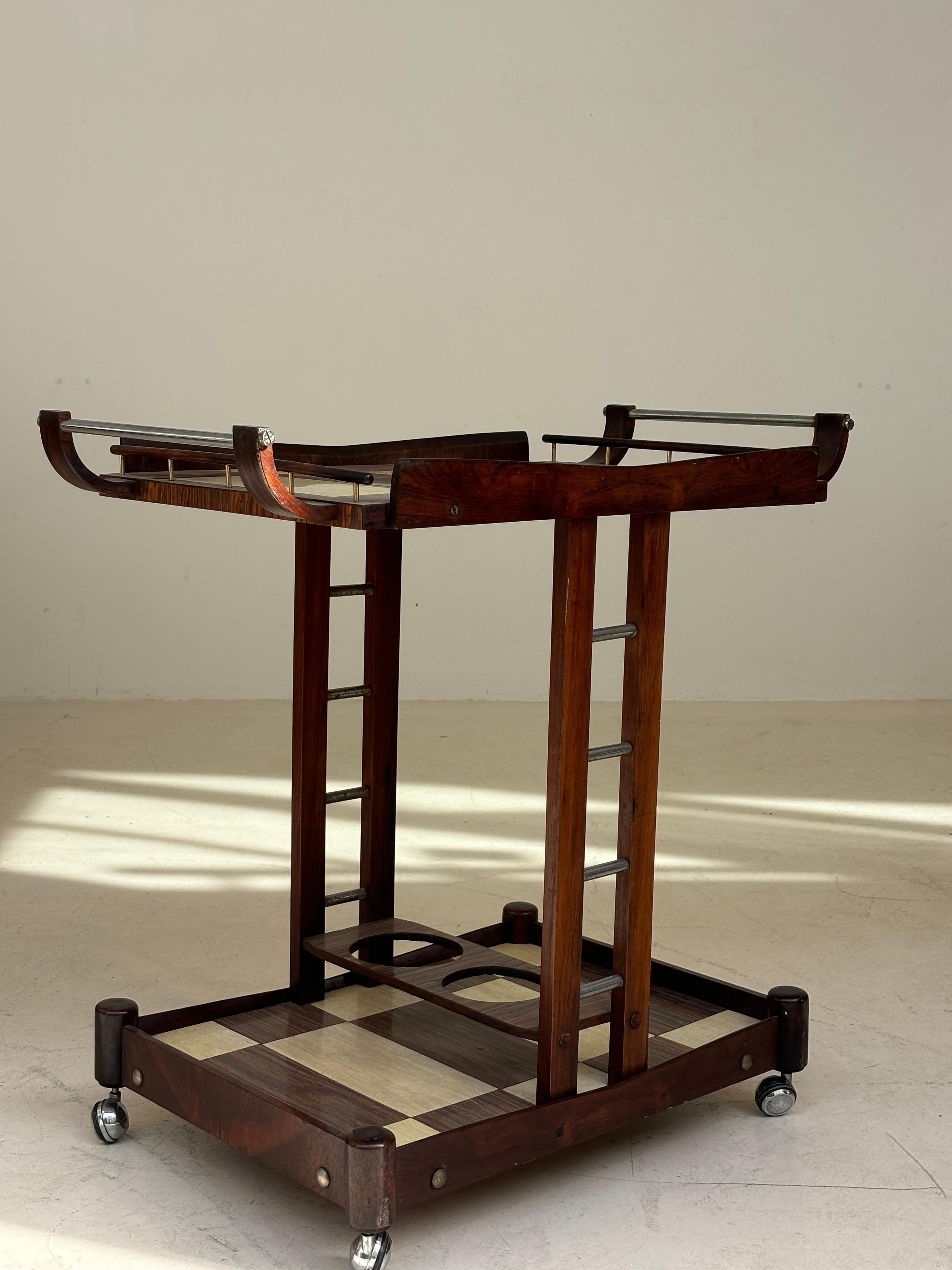 Serving table by Novo Rumo, Brasil, 1960 in métal, plexiglas and imbuia