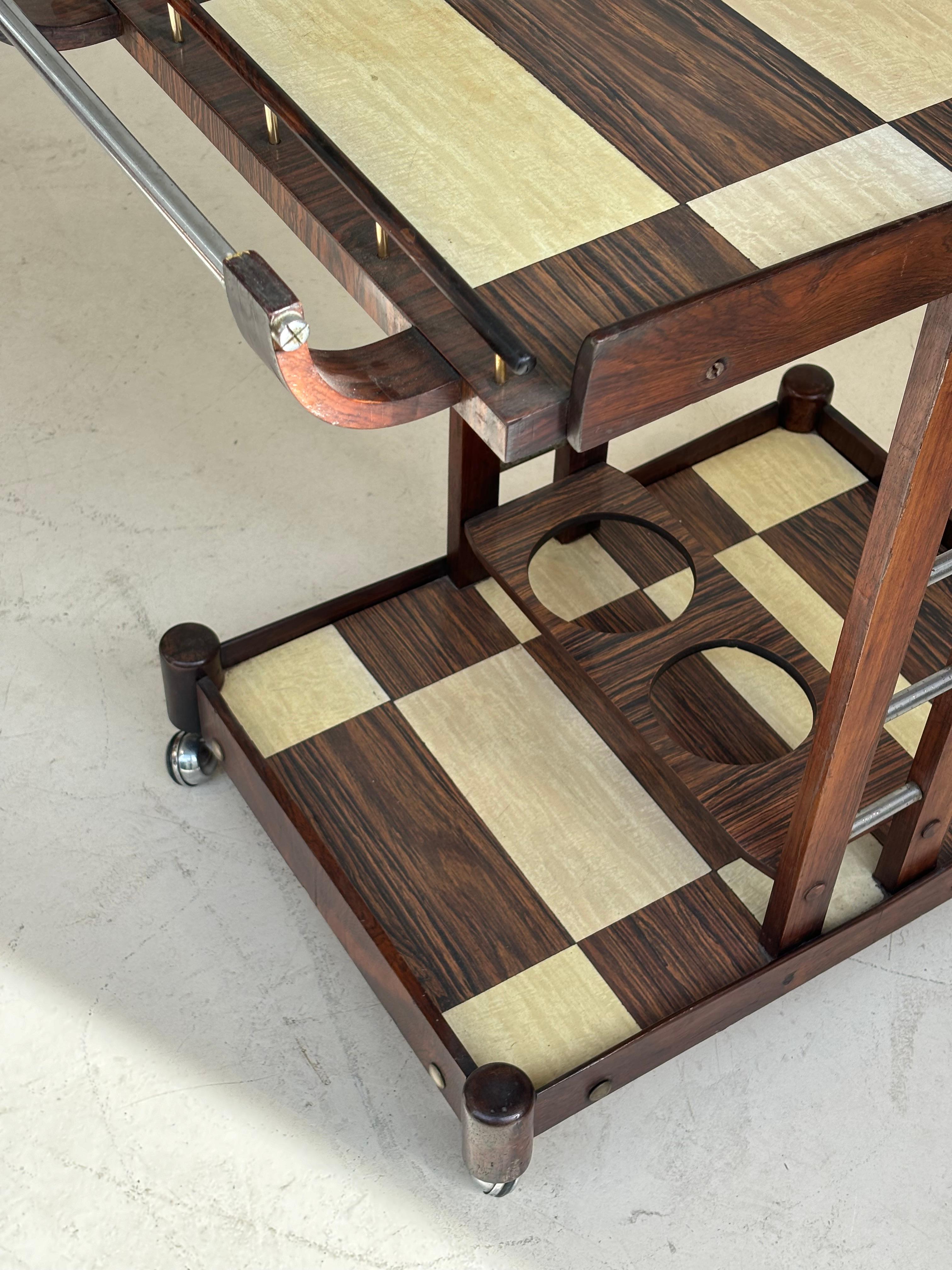 Serving table by Novo Rumo, Brasil, 1960 in métal, plexiglas and imbuia
