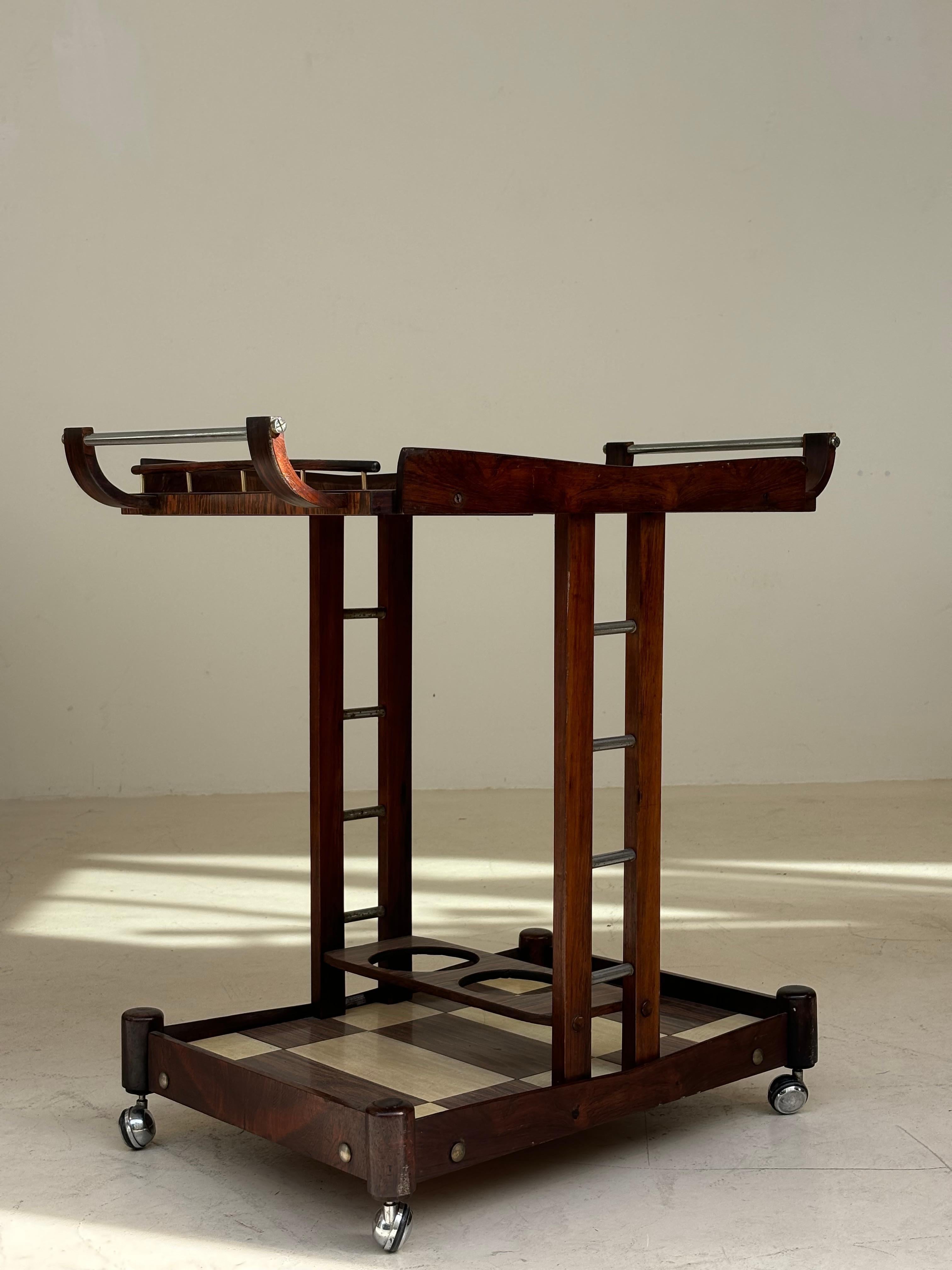 Serving table by Novo Rumo, Brasil, 1960 in métal, plexiglas and imbuia