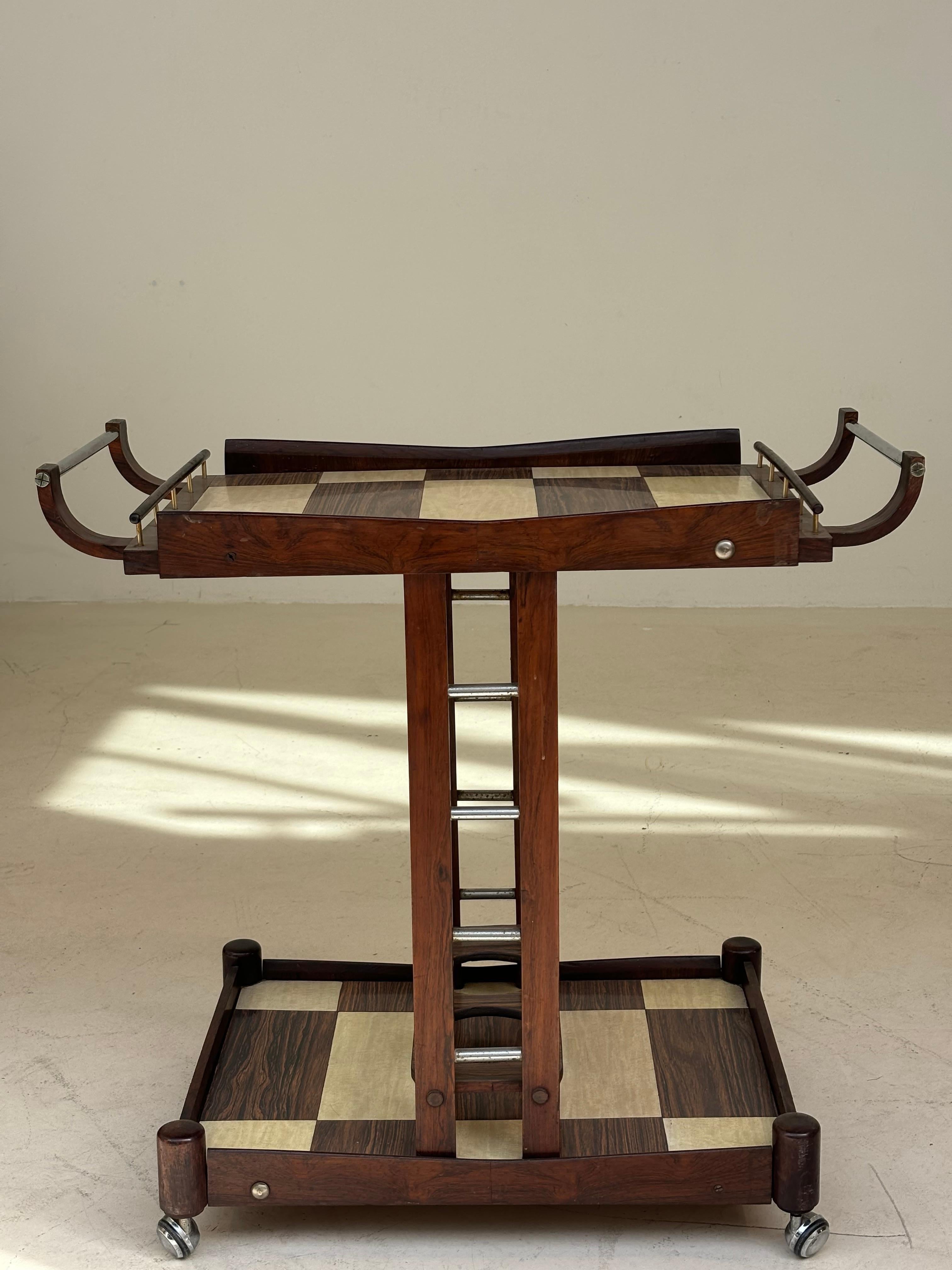 Serving table by Novo Rumo, Brasil, 1960 in métal, plexiglas and imbuia