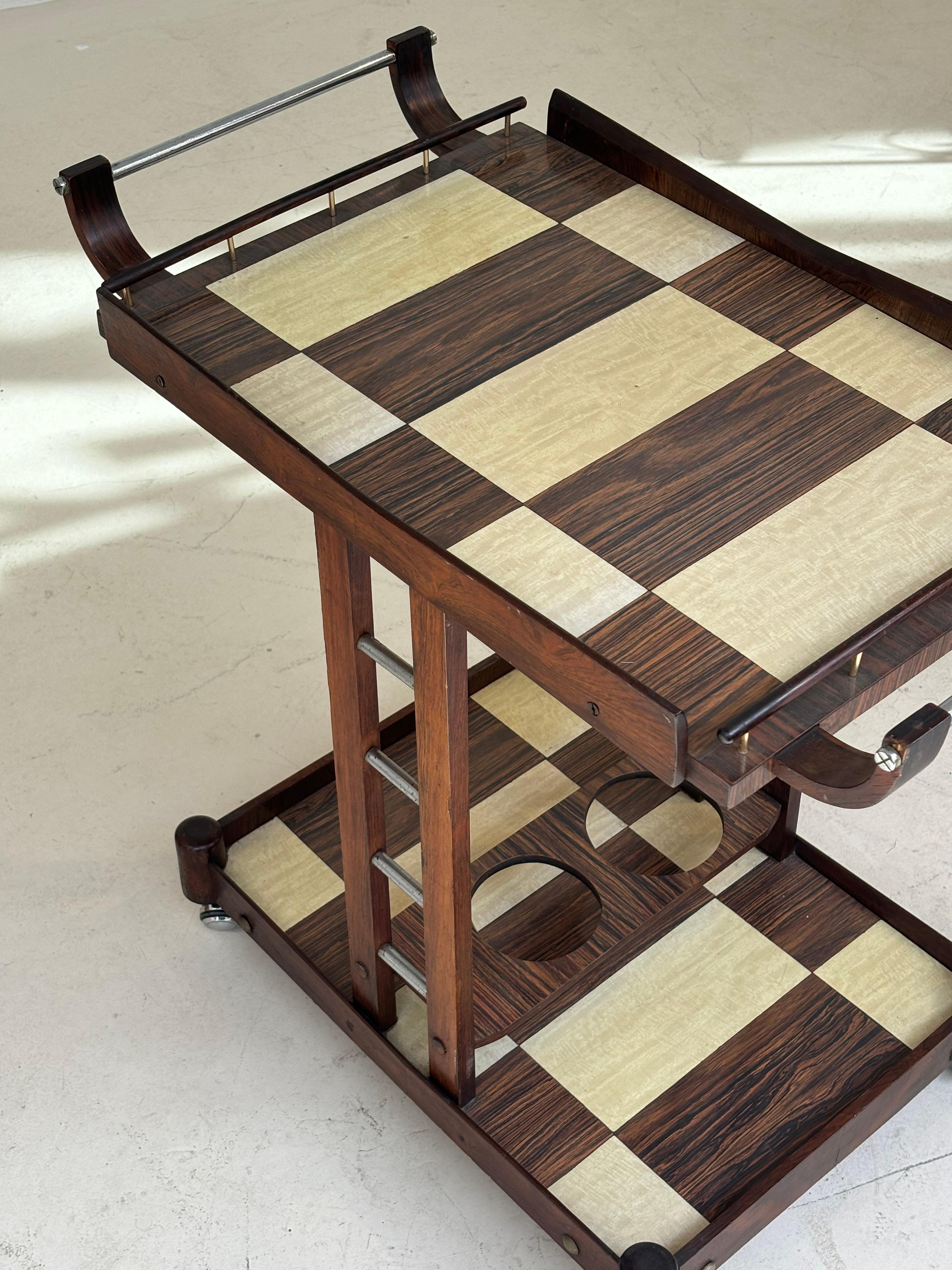 Serving table by Novo Rumo, Brasil, 1960 in métal, plexiglas and imbuia