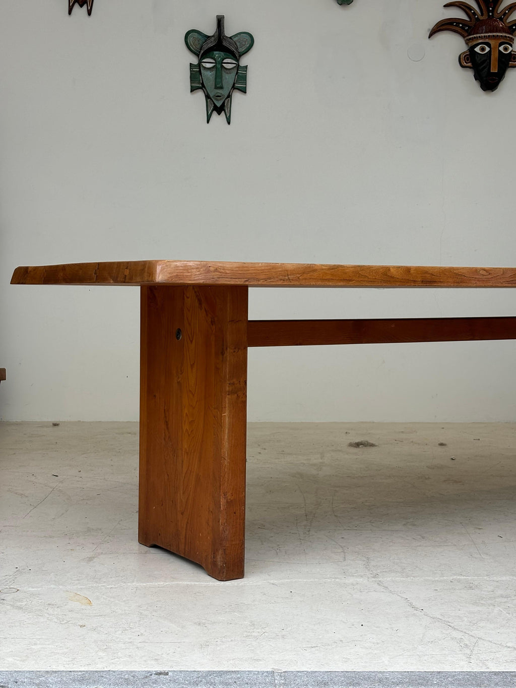 Dining table T14 D by Pierre Chapo, circa 1964 in massive elm.