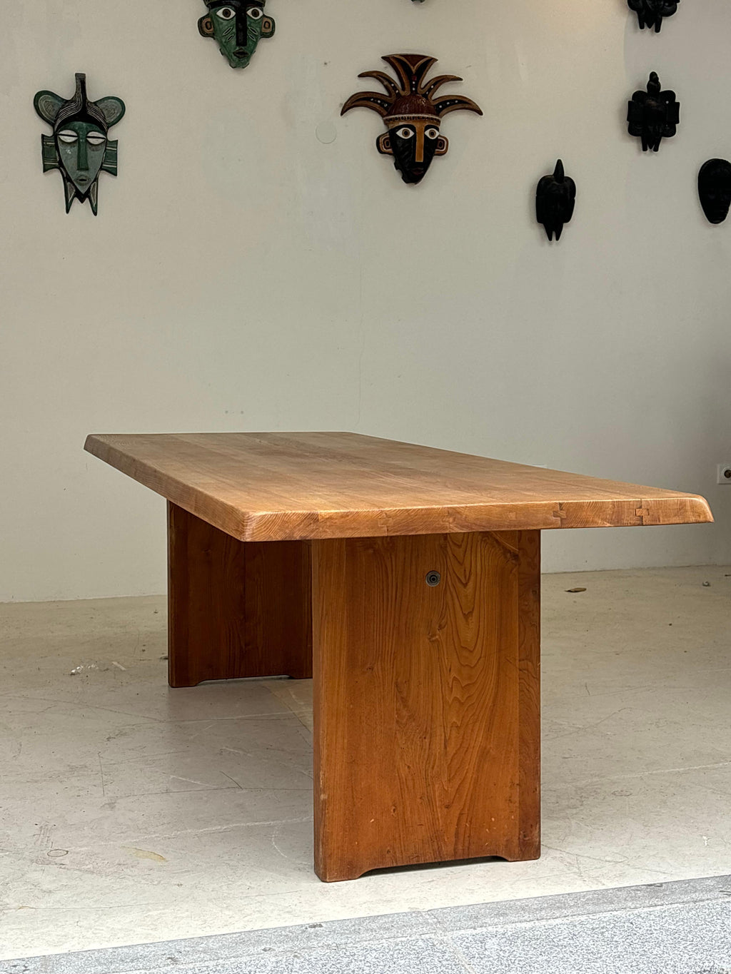 Dining table T14 D by Pierre Chapo, circa 1964 in massive elm.