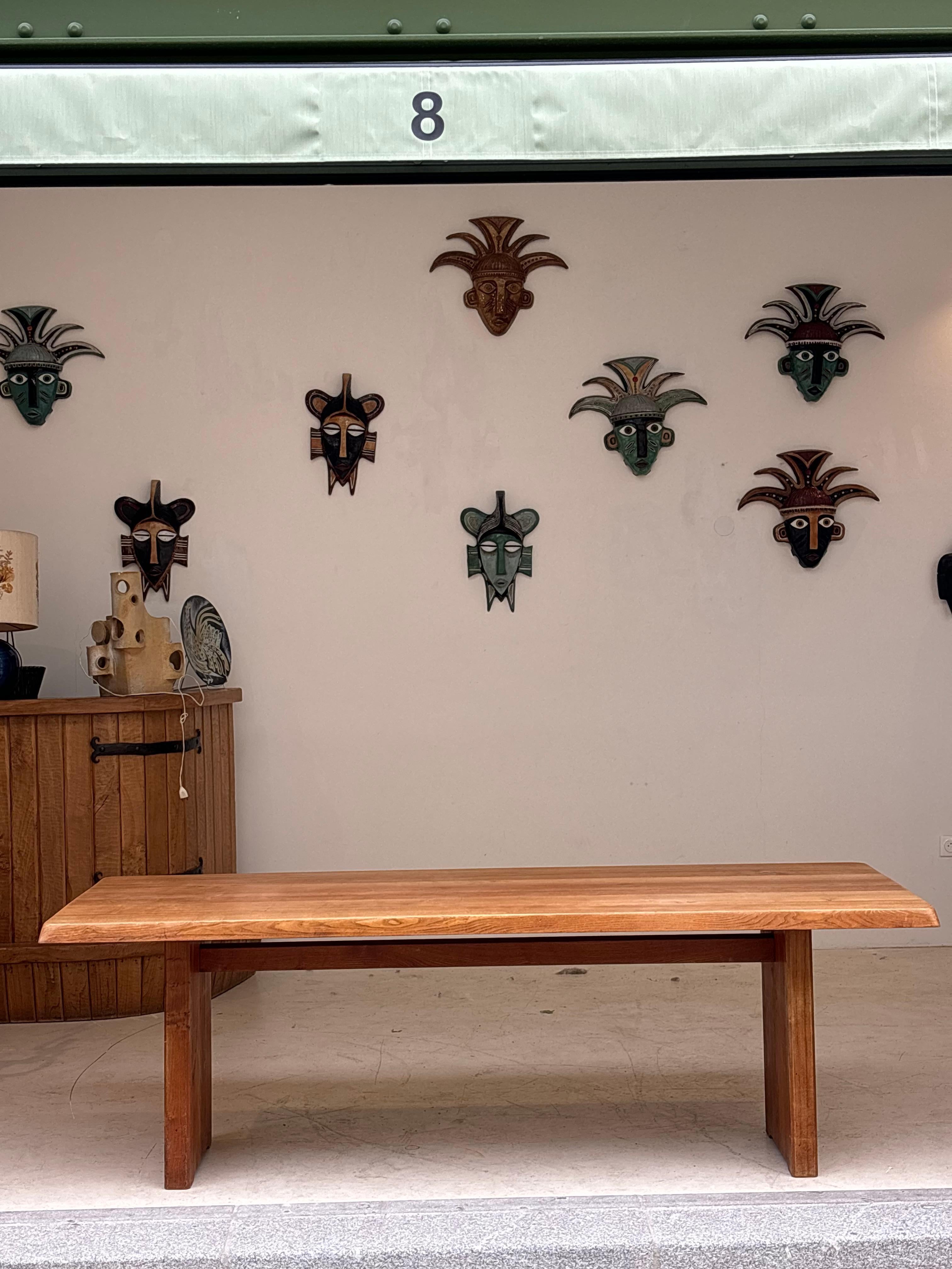 Dining table T14 D by Pierre Chapo, circa 1964 in massive elm.