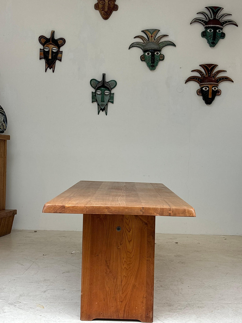 Dining table T14 D by Pierre Chapo, circa 1964 in massive elm.