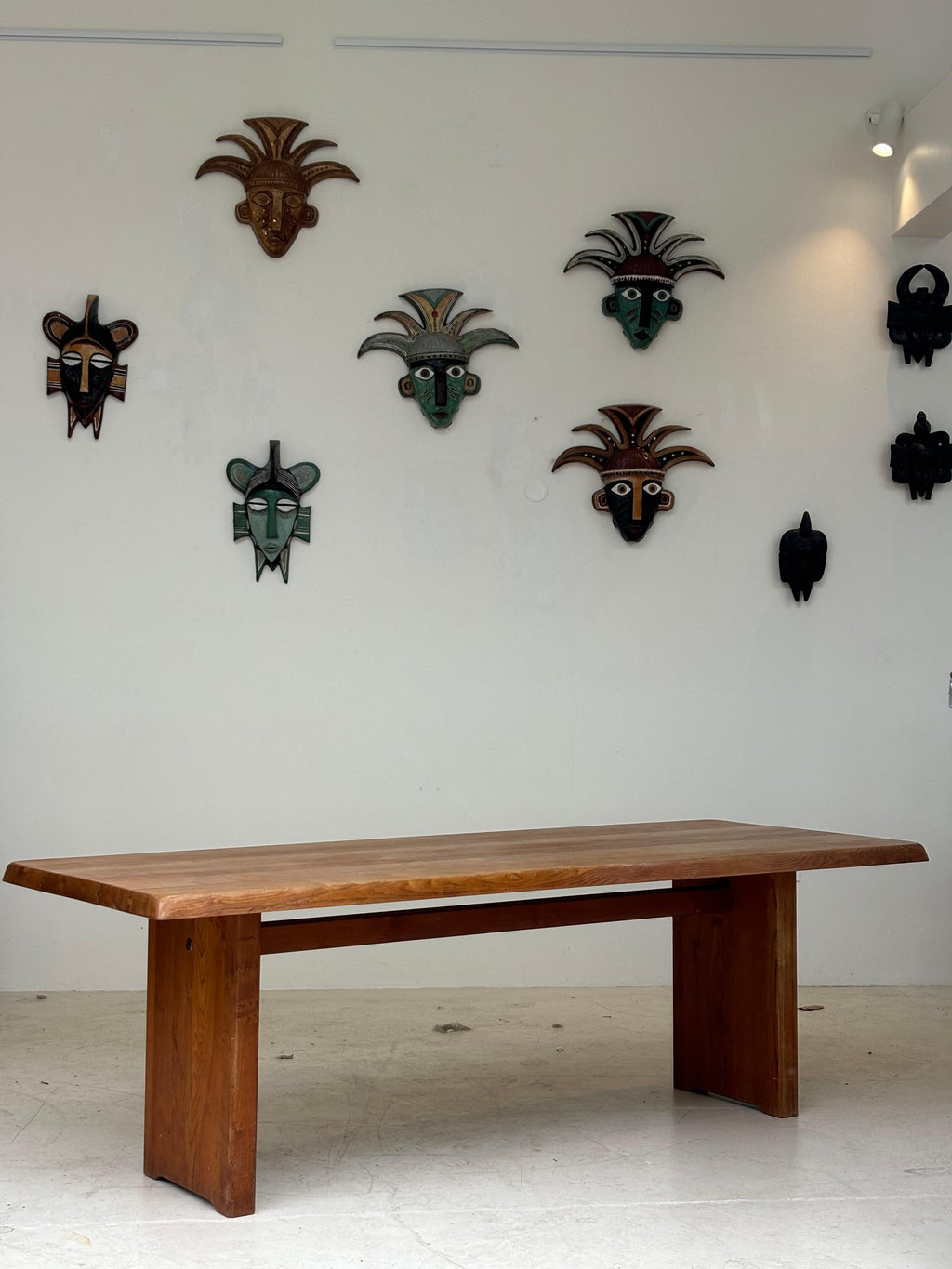 Dining table T14 D by Pierre Chapo, circa 1964 in massive elm.