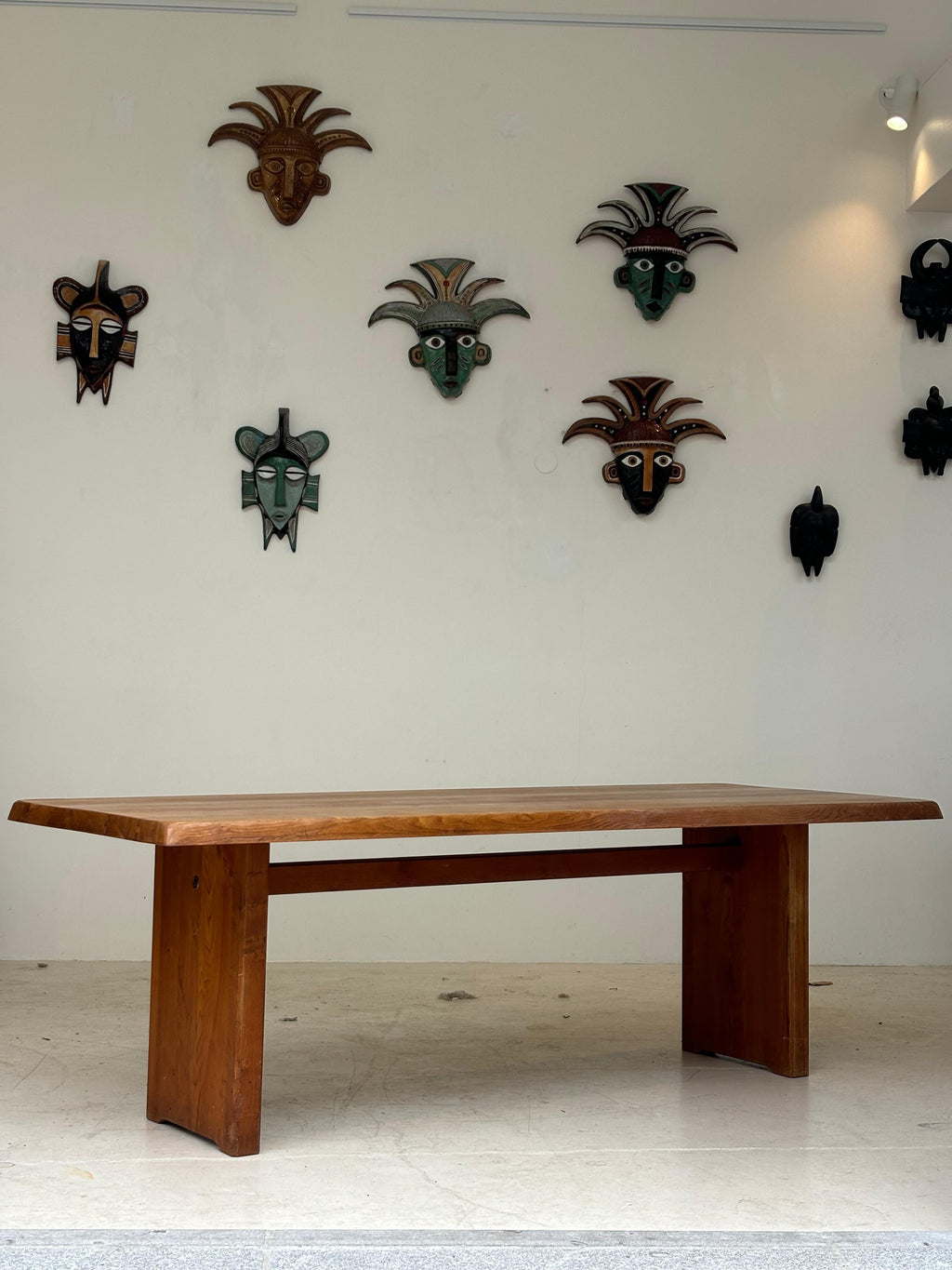 Dining table T14 D by Pierre Chapo, circa 1964 in massive elm.