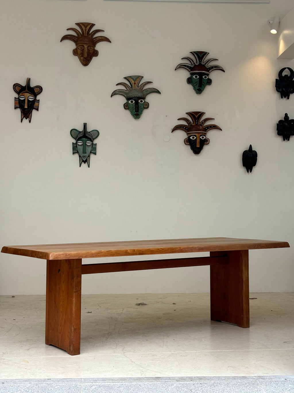Dining table T14 D by Pierre Chapo, circa 1964 in massive elm.