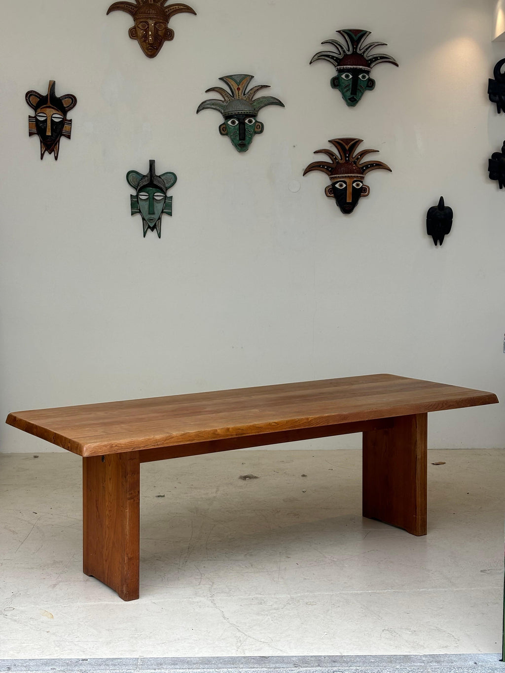 Dining table T14 D by Pierre Chapo, circa 1964 in massive elm.
