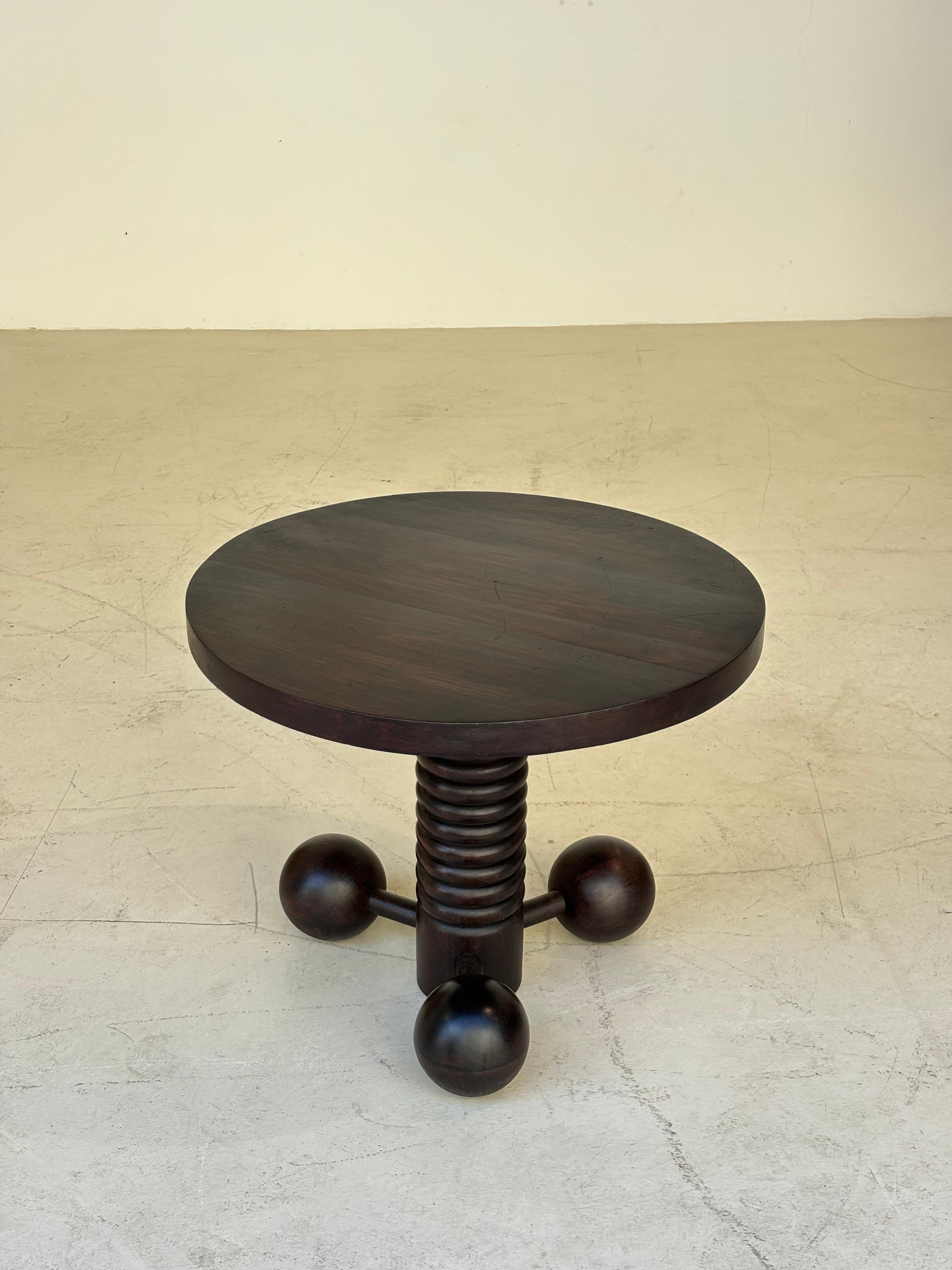 Side table by Charles Dudouyt in oak circa 1950 for la gentilhommière