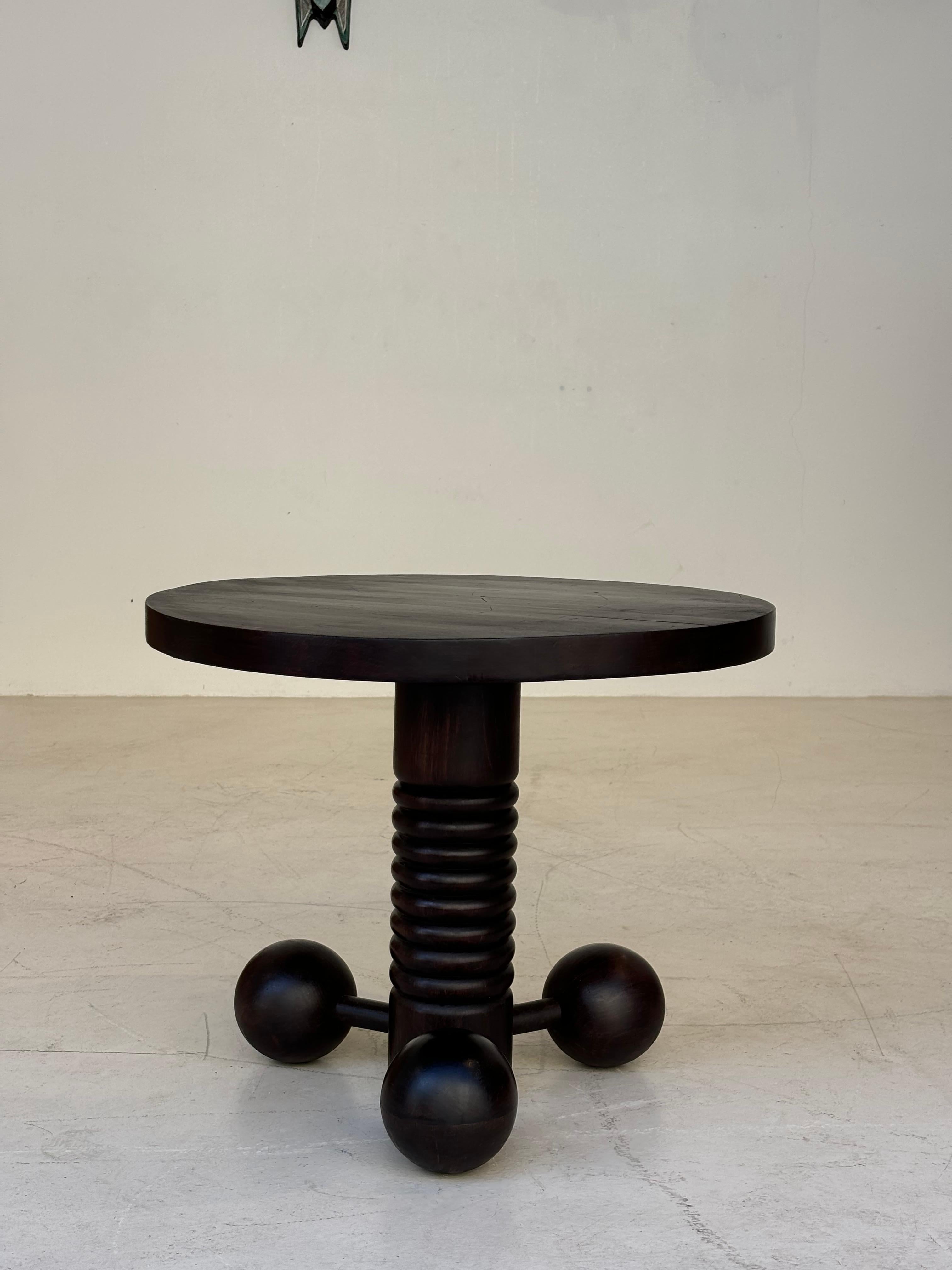 Side table by Charles Dudouyt in oak circa 1950 for la gentilhommière