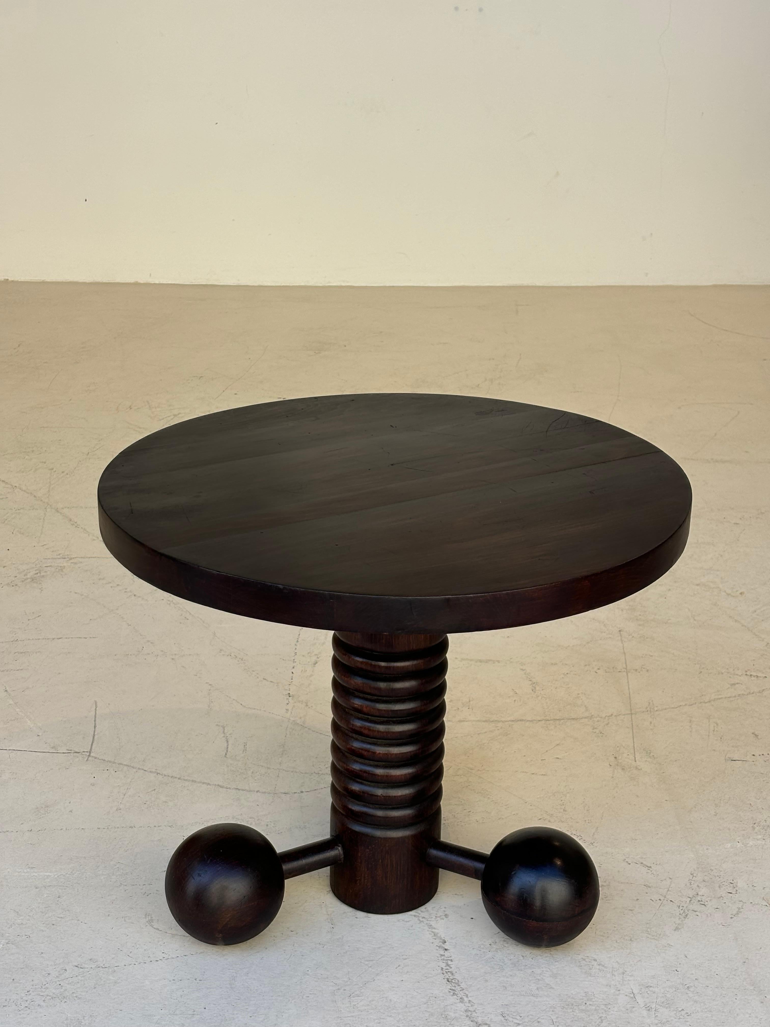 Side table by Charles Dudouyt in oak circa 1950 for la gentilhommière