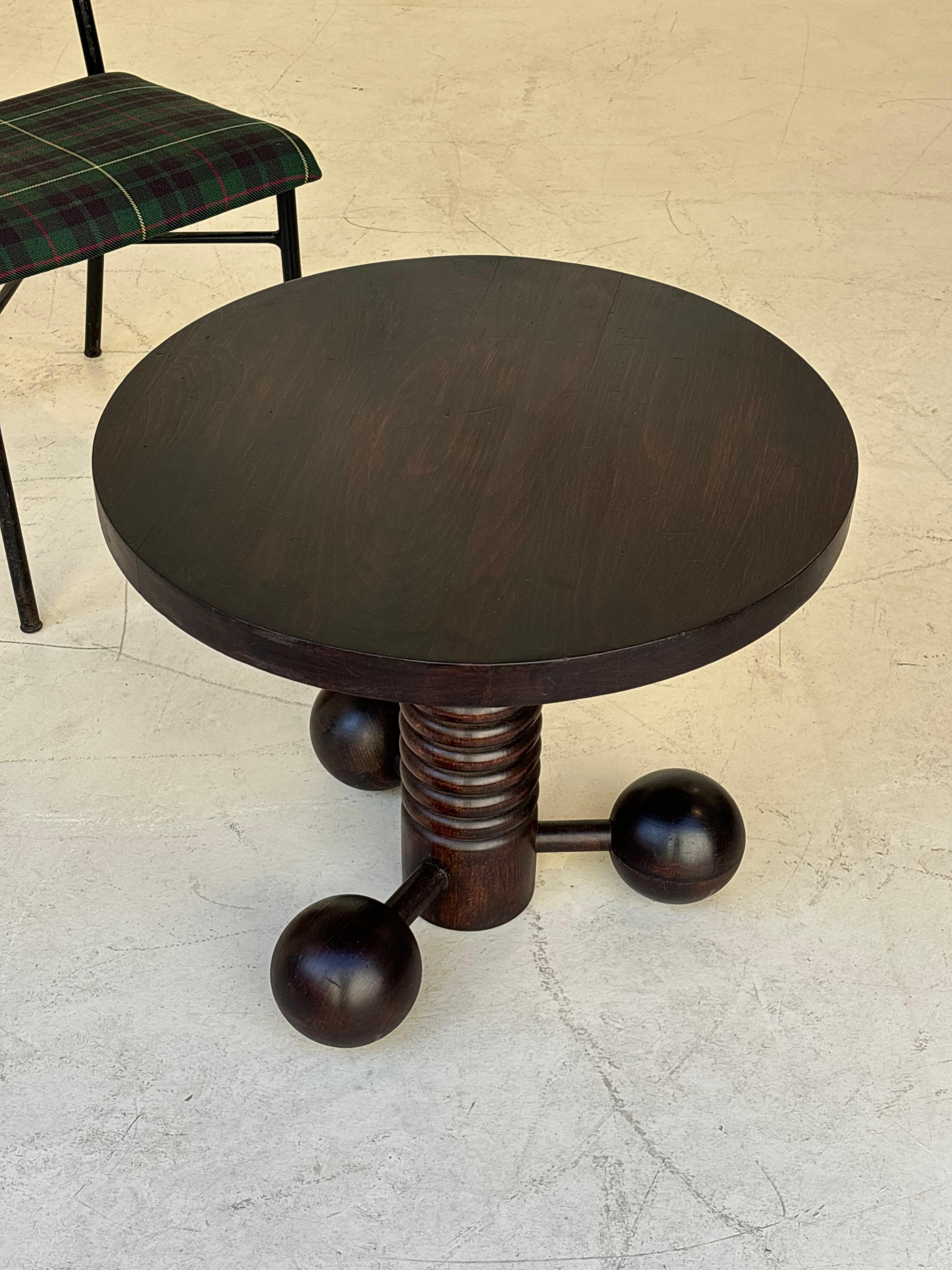 Side table by Charles Dudouyt in oak circa 1950 for la gentilhommière