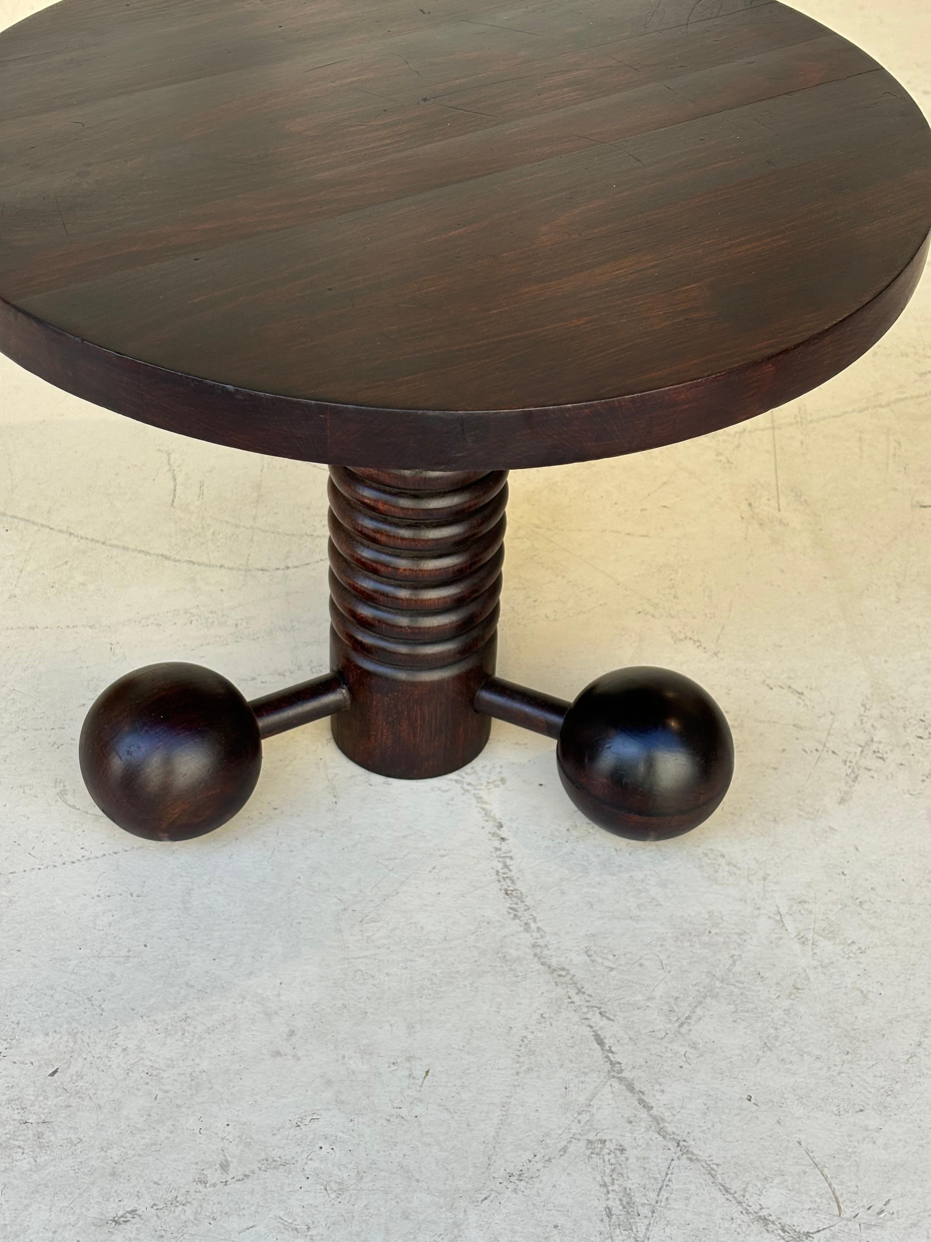 Side table by Charles Dudouyt in oak circa 1950 for la gentilhommière