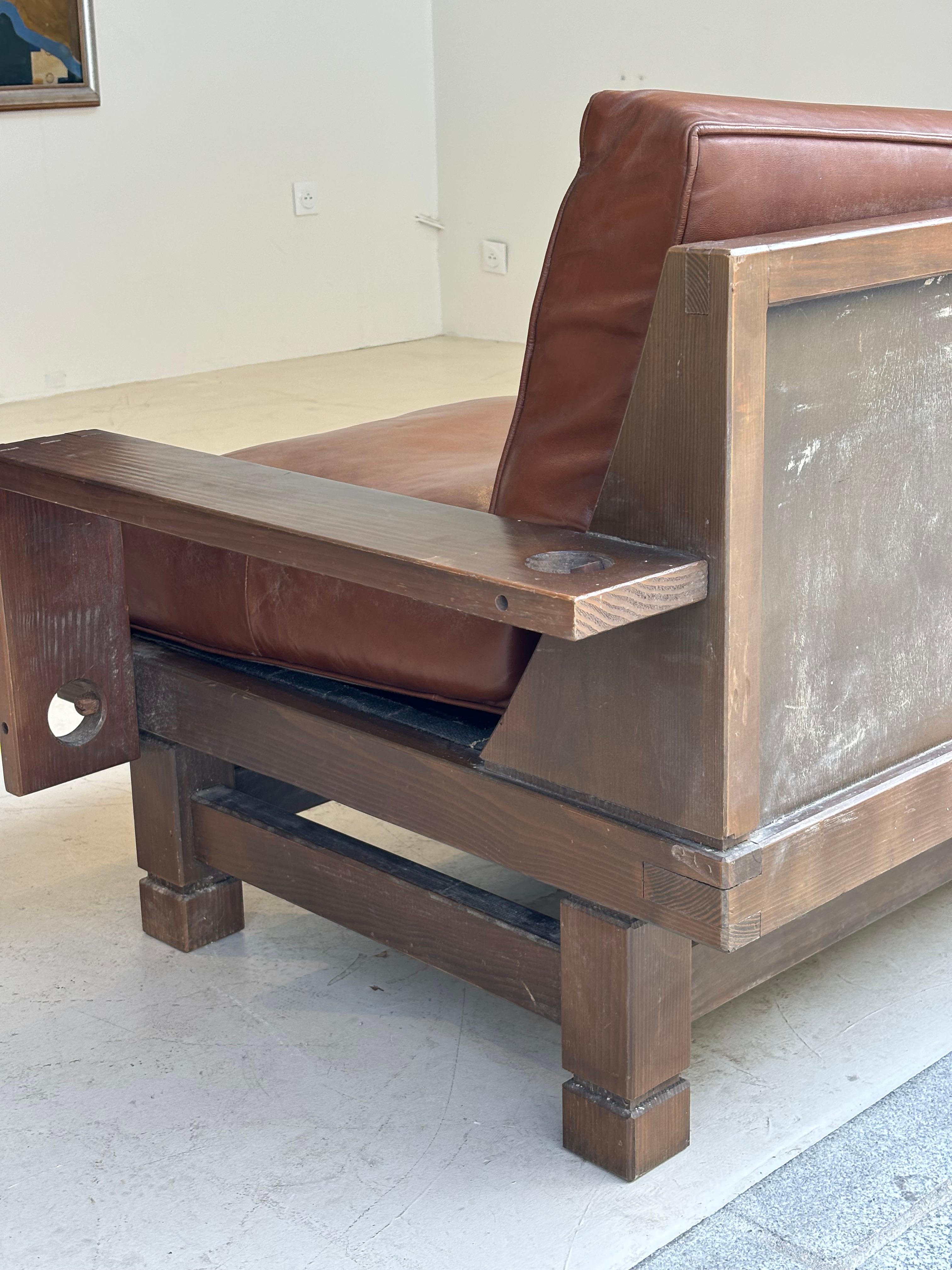 Nice brutalist sofa, circa 1960, France
