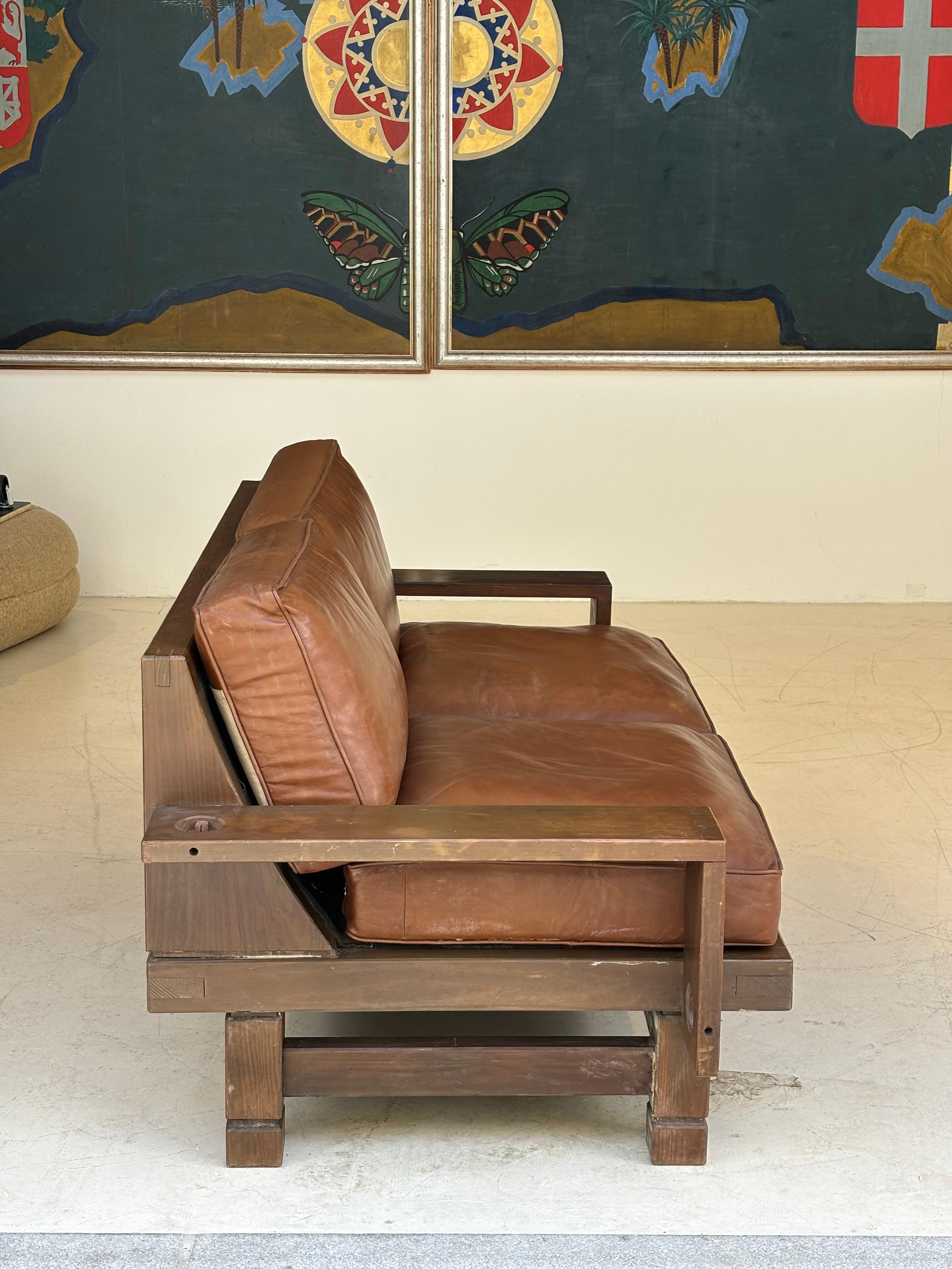 Nice brutalist sofa, circa 1960, France