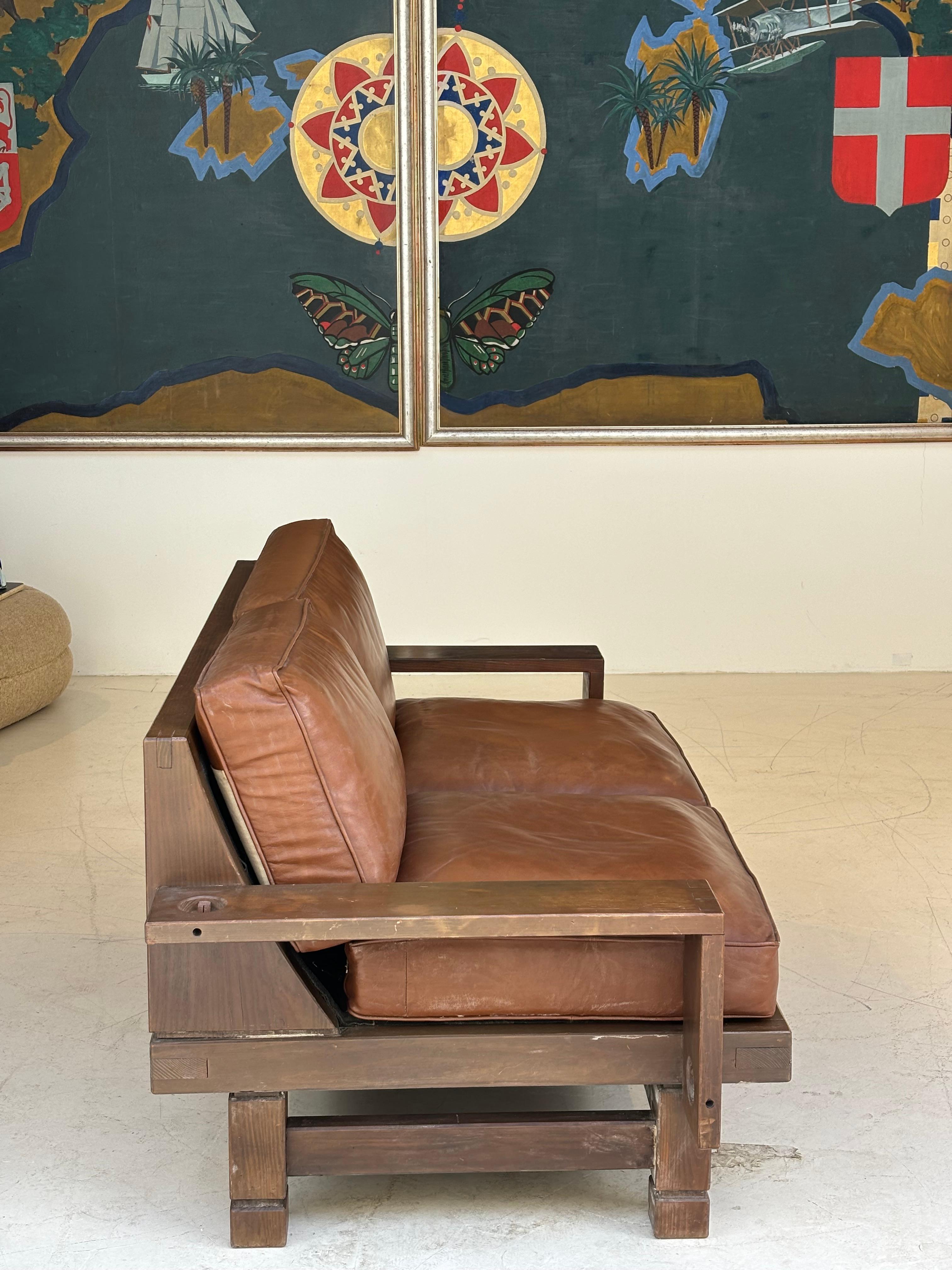 Nice brutalist sofa, circa 1960, France