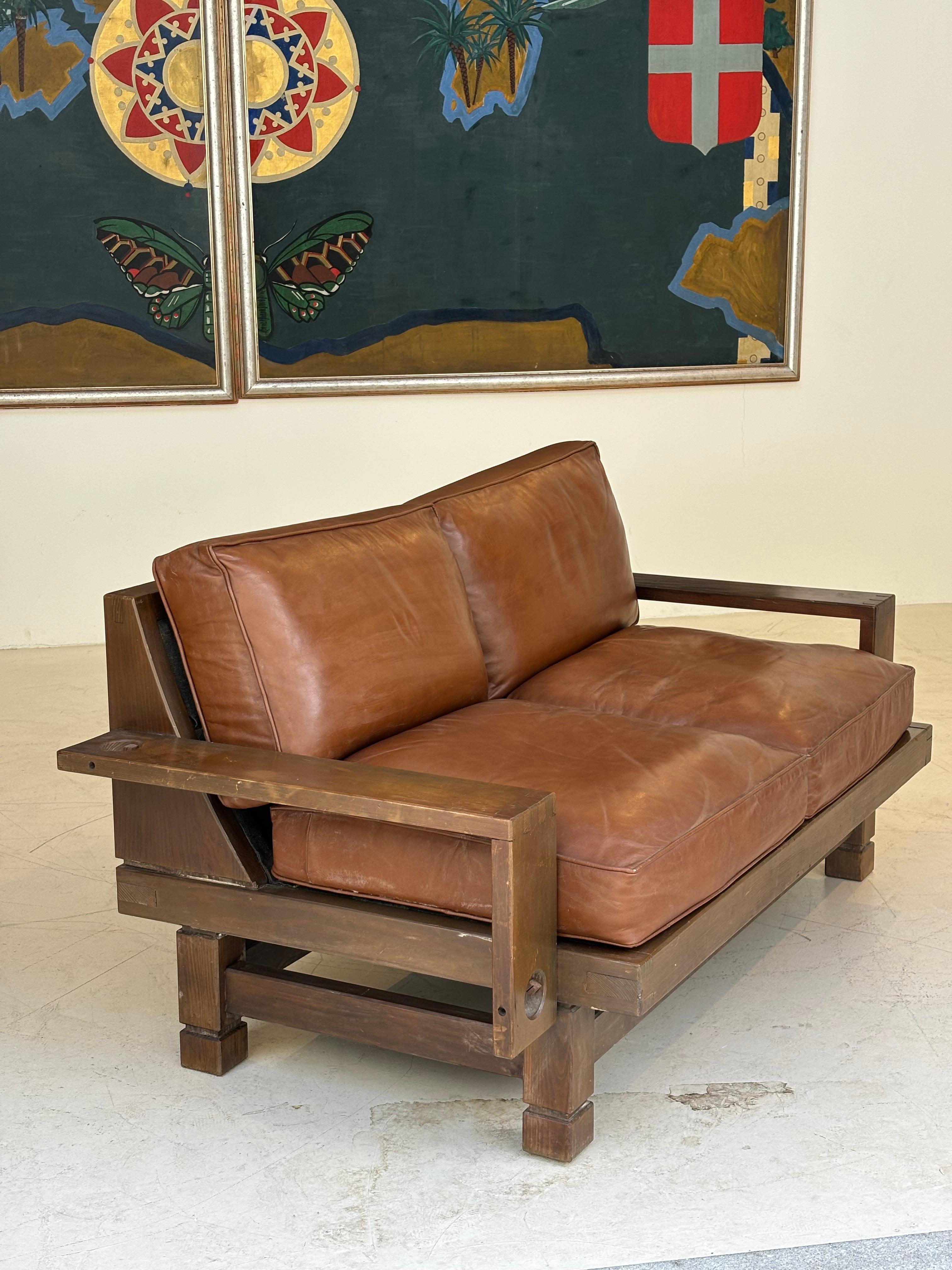 Nice brutalist sofa, circa 1960, France