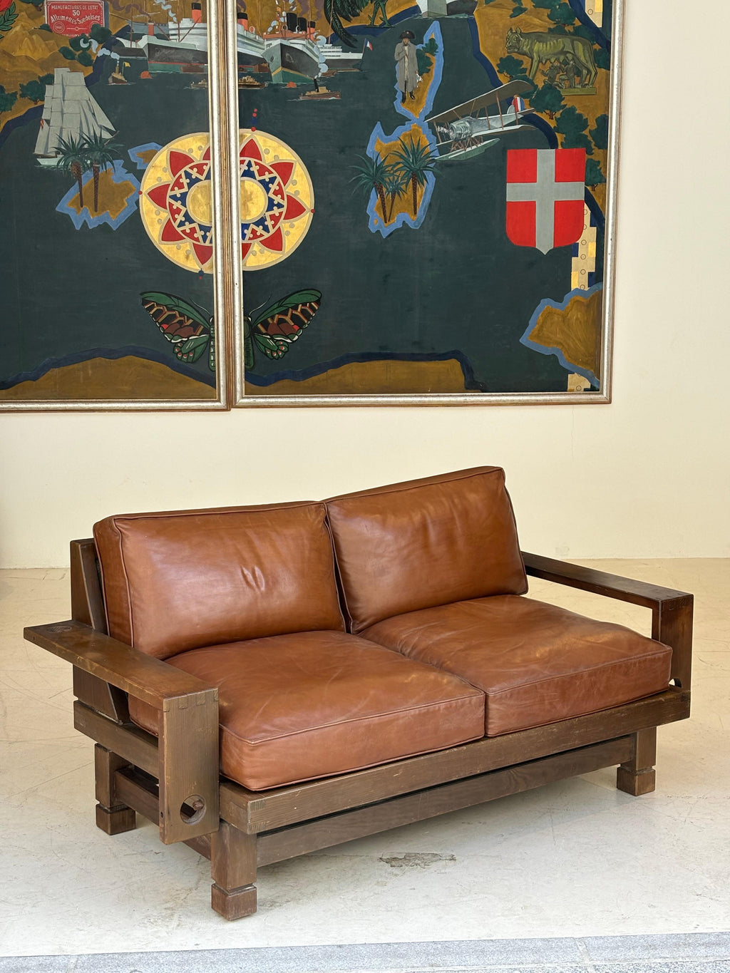 Nice brutalist sofa, circa 1960, France