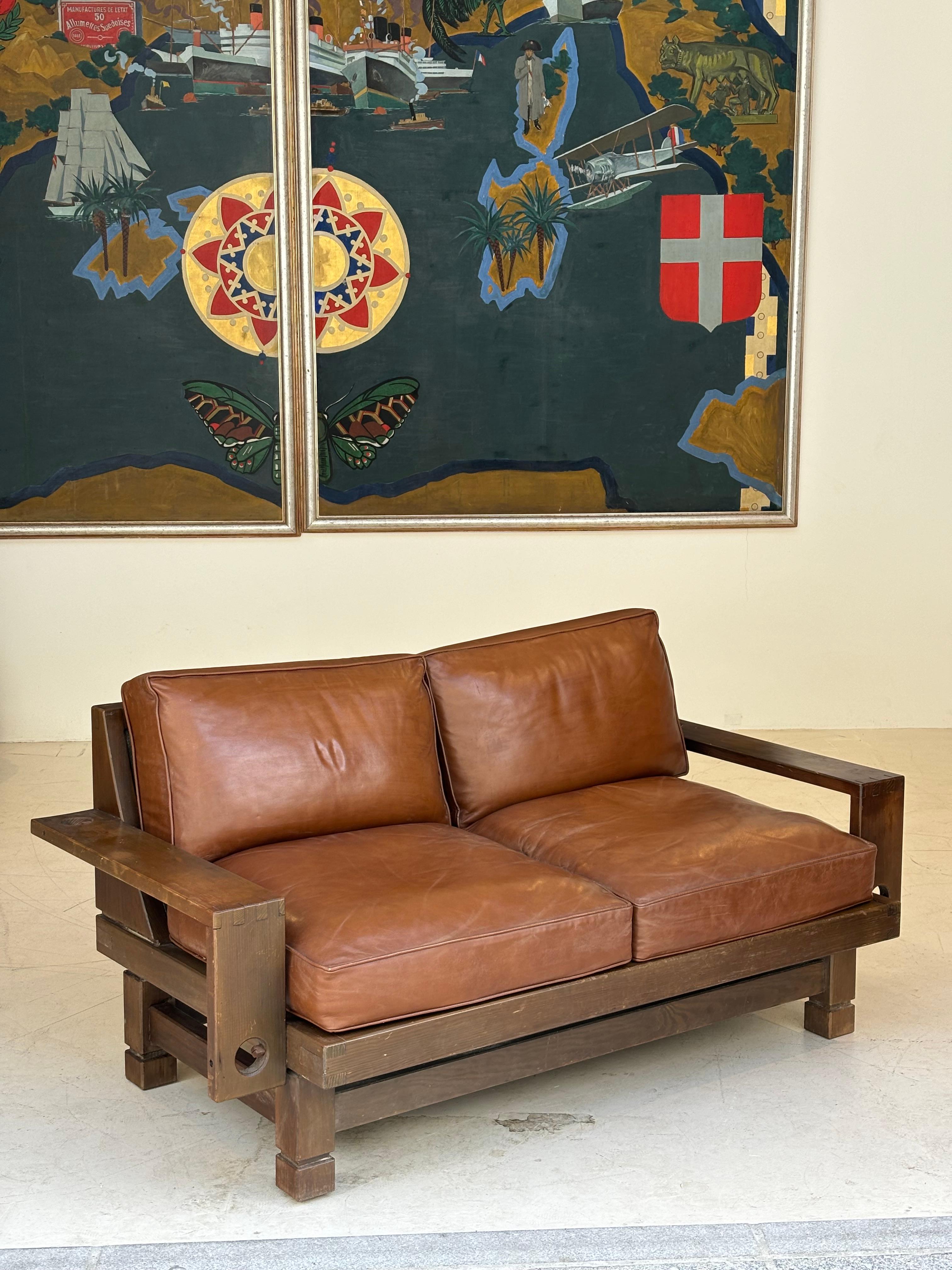 Nice brutalist sofa, circa 1960, France