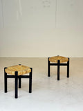 Charlotte Perriand, Pair of Méribel Stools in Original Black