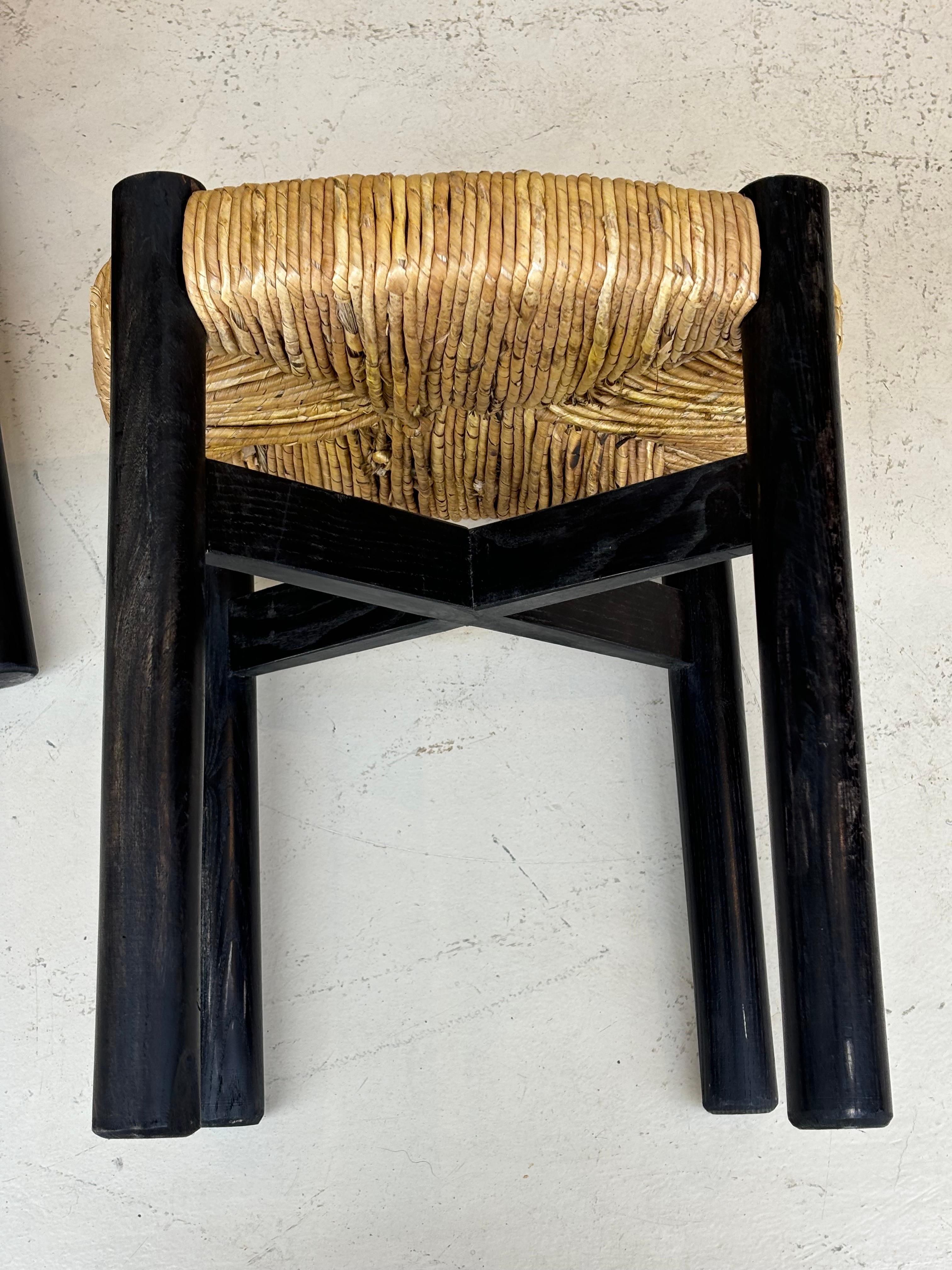 Nice pair of Meribel stools by Charlotte Perriand, original black colors