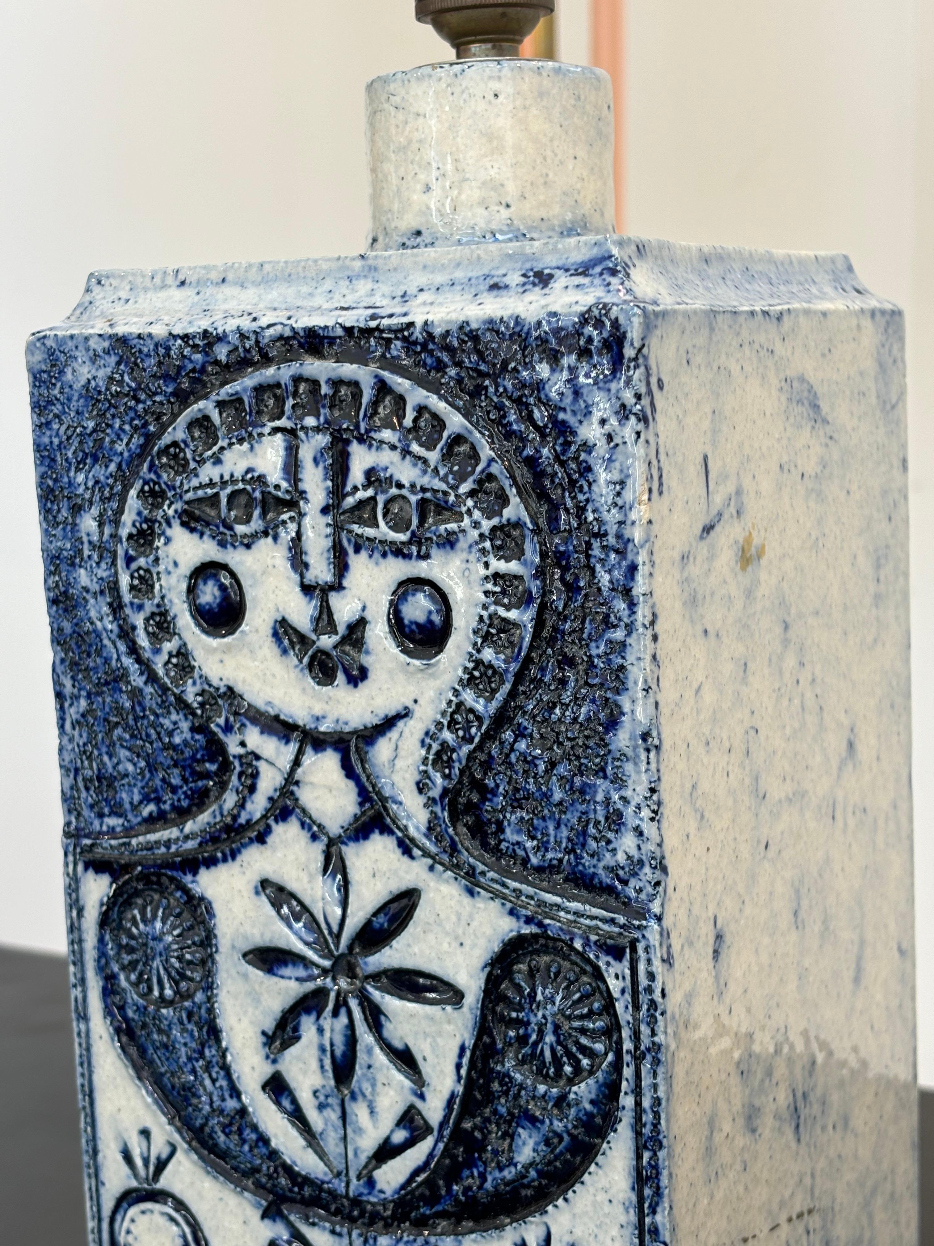 Nice lamp by Roger Capron and jean Derval in blue ennalemed