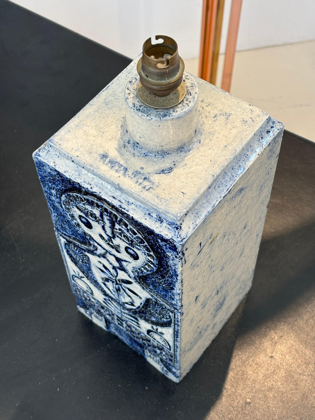 Nice lamp by Roger Capron and jean Derval in blue ennalemed