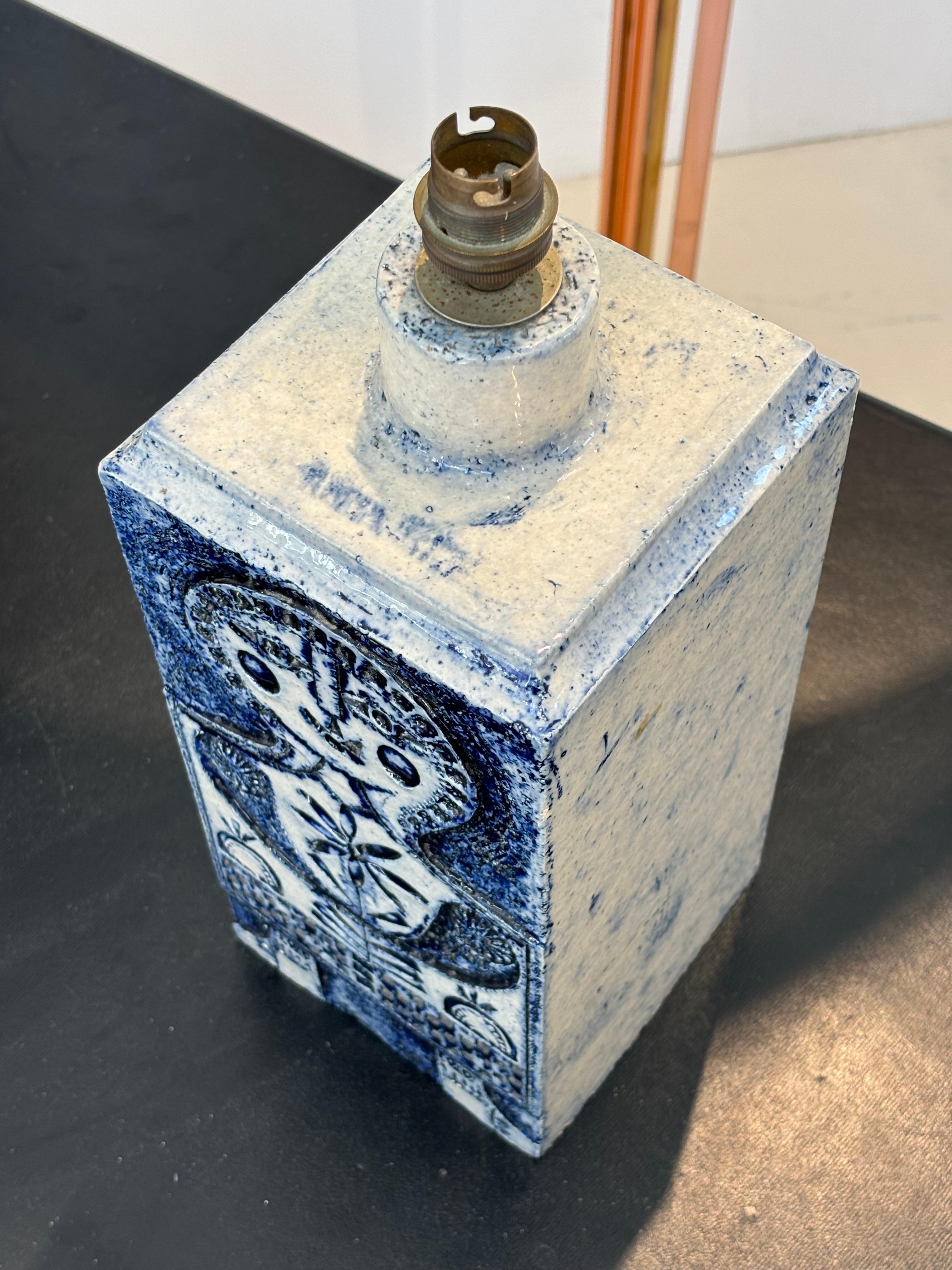 Nice lamp by Roger Capron and jean Derval in blue ennalemed