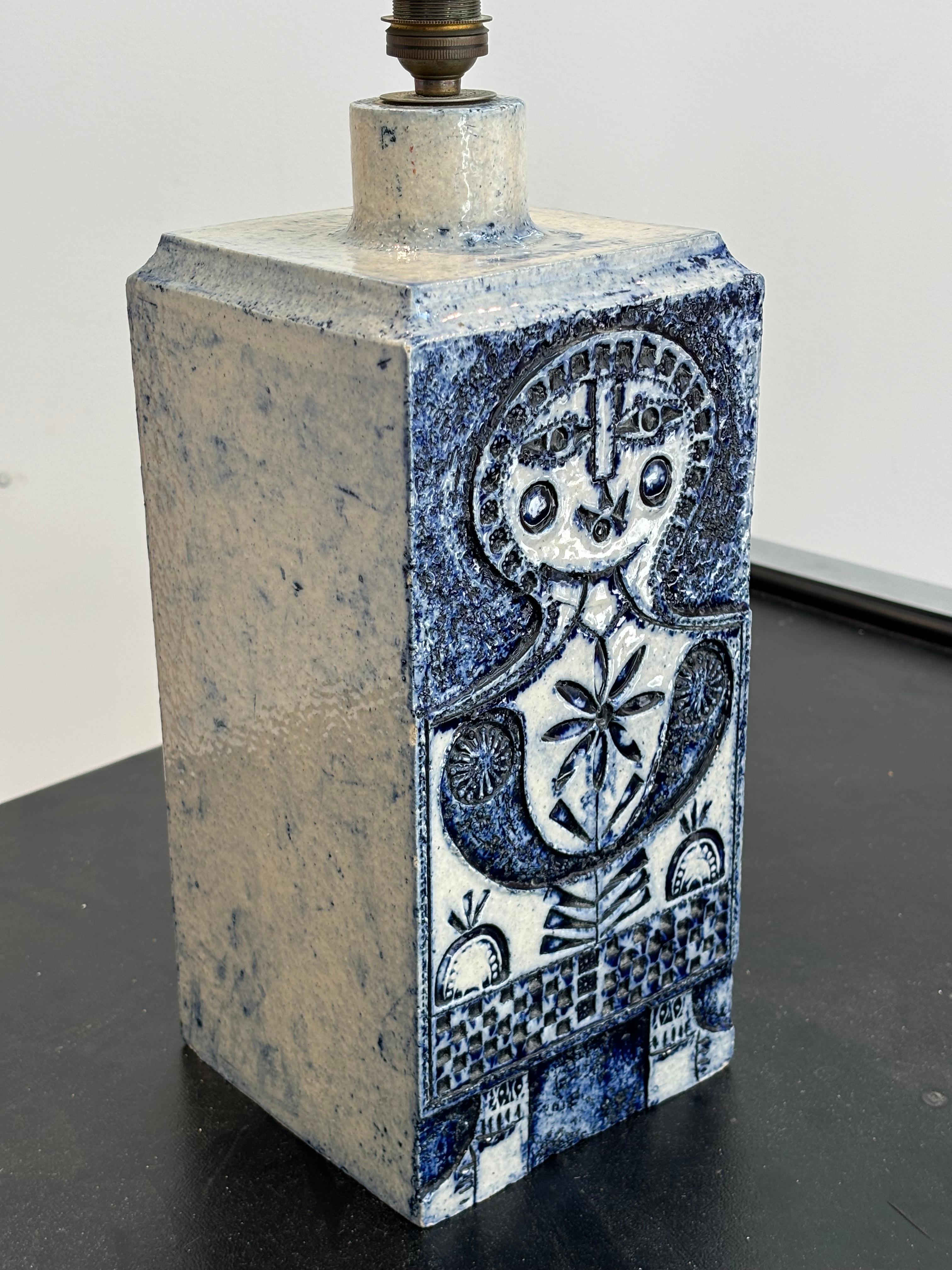 Nice lamp by Roger Capron and jean Derval in blue ennalemed