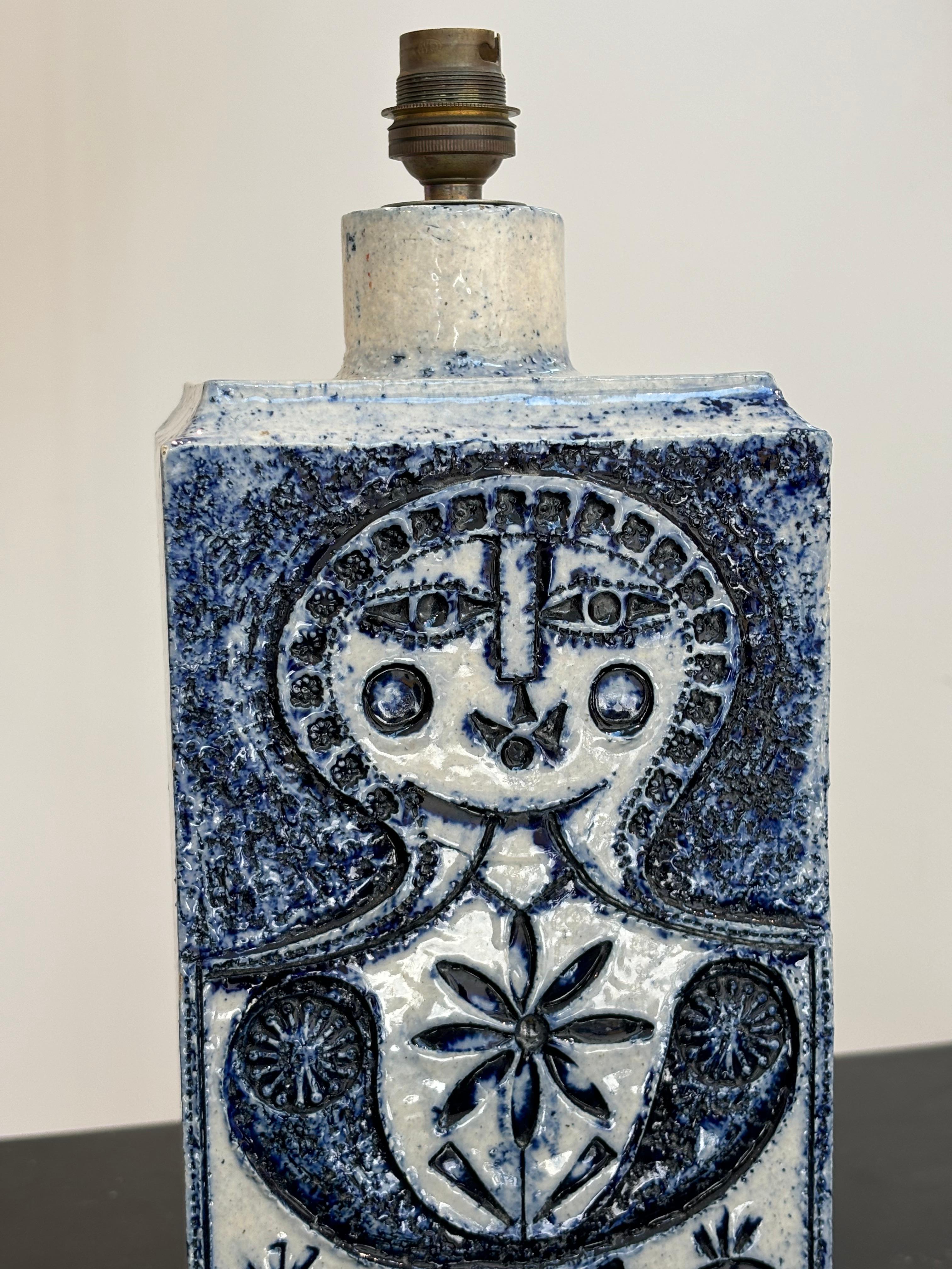 Nice lamp by Roger Capron and jean Derval in blue ennalemed