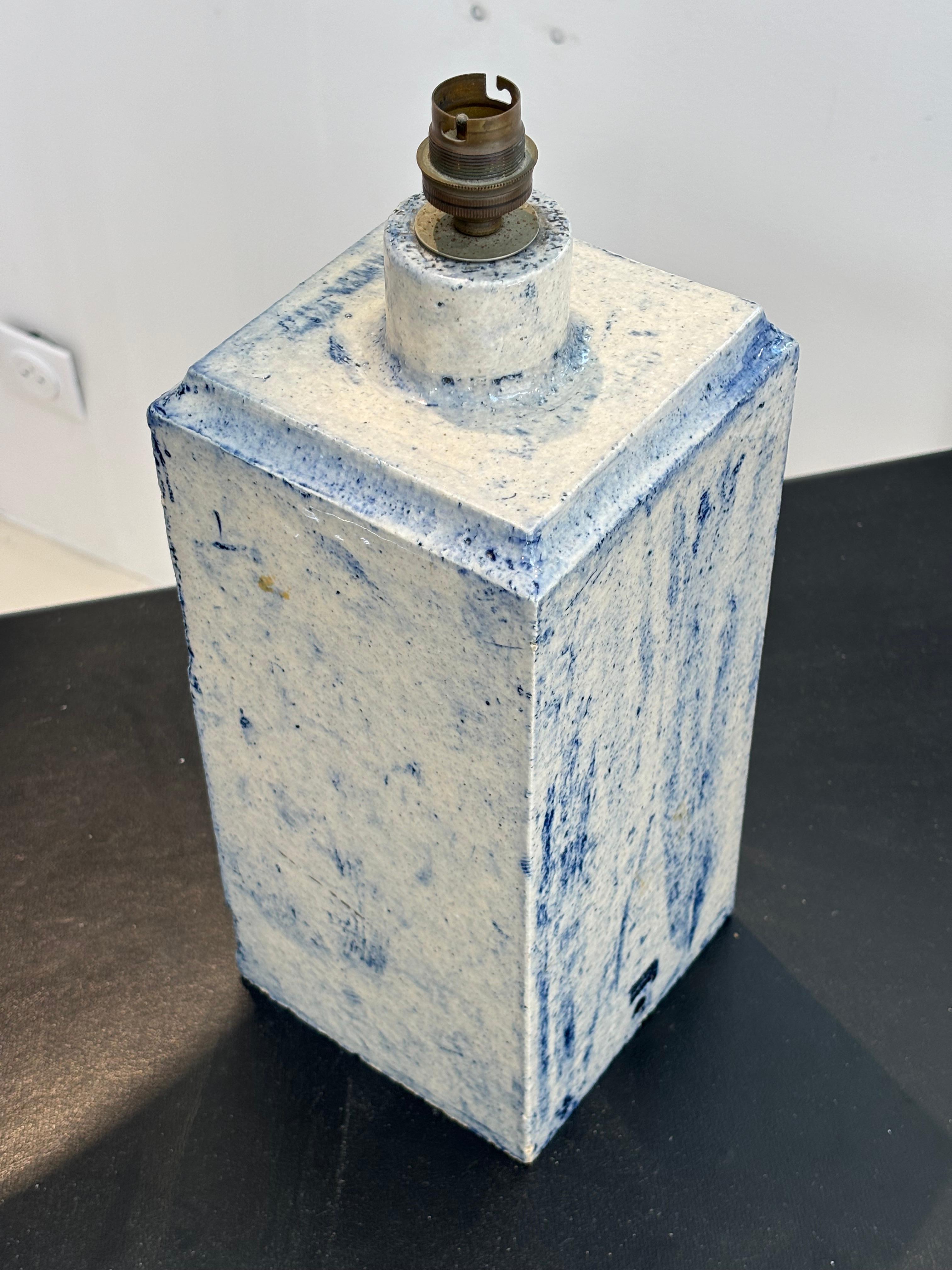 Nice lamp by Roger Capron and jean Derval in blue ennalemed