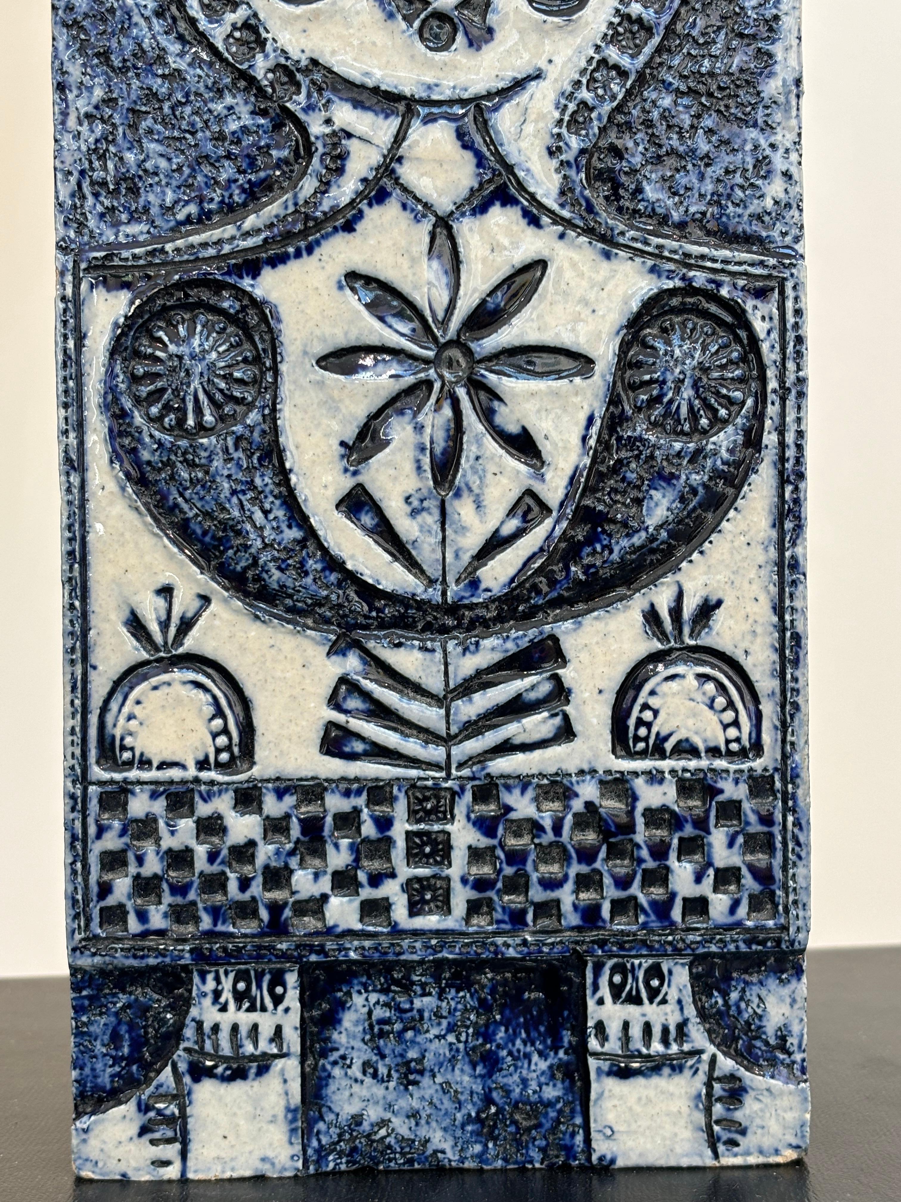 Nice lamp by Roger Capron and jean Derval in blue ennalemed