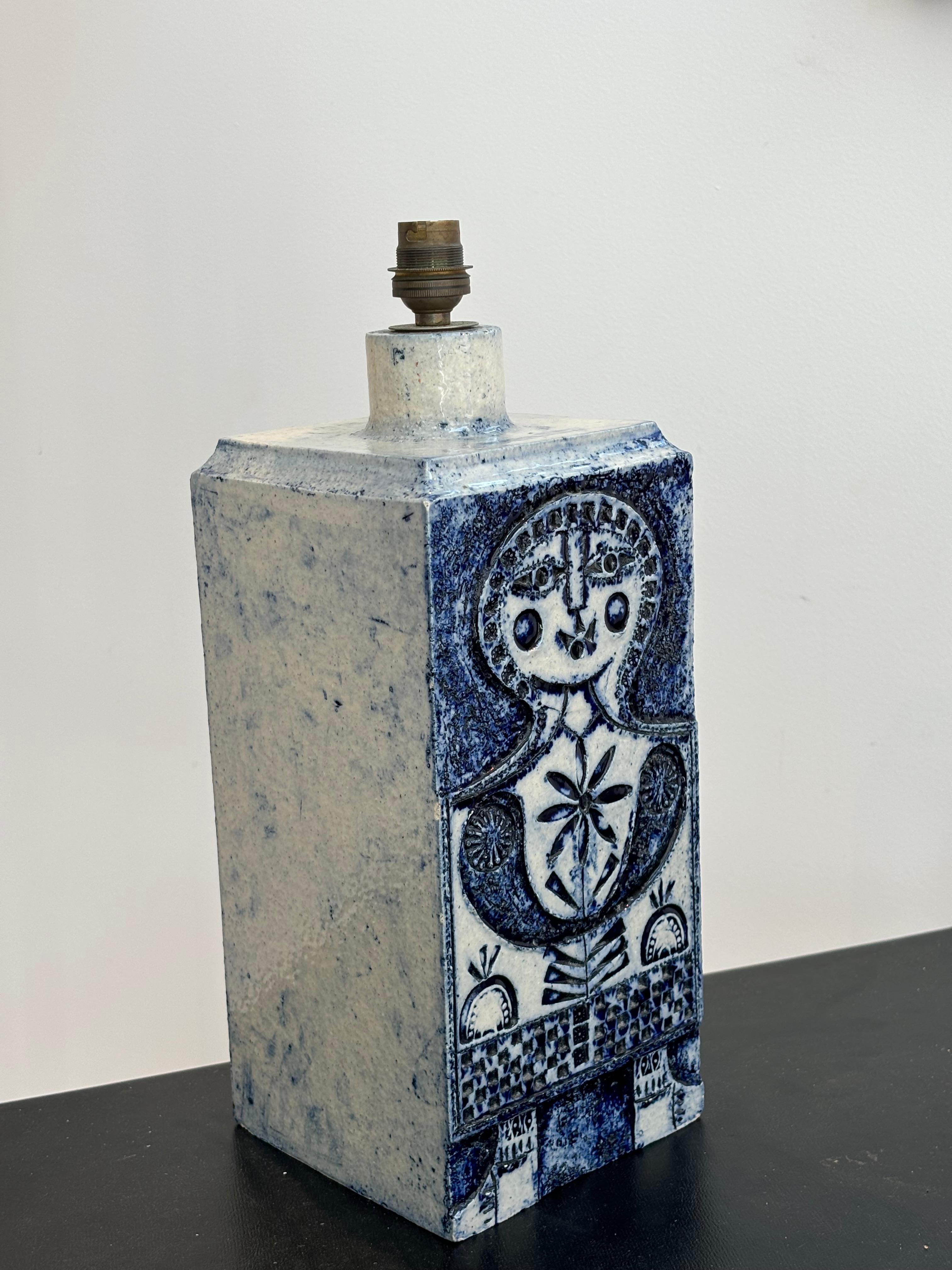 Nice lamp by Roger Capron and jean Derval in blue ennalemed