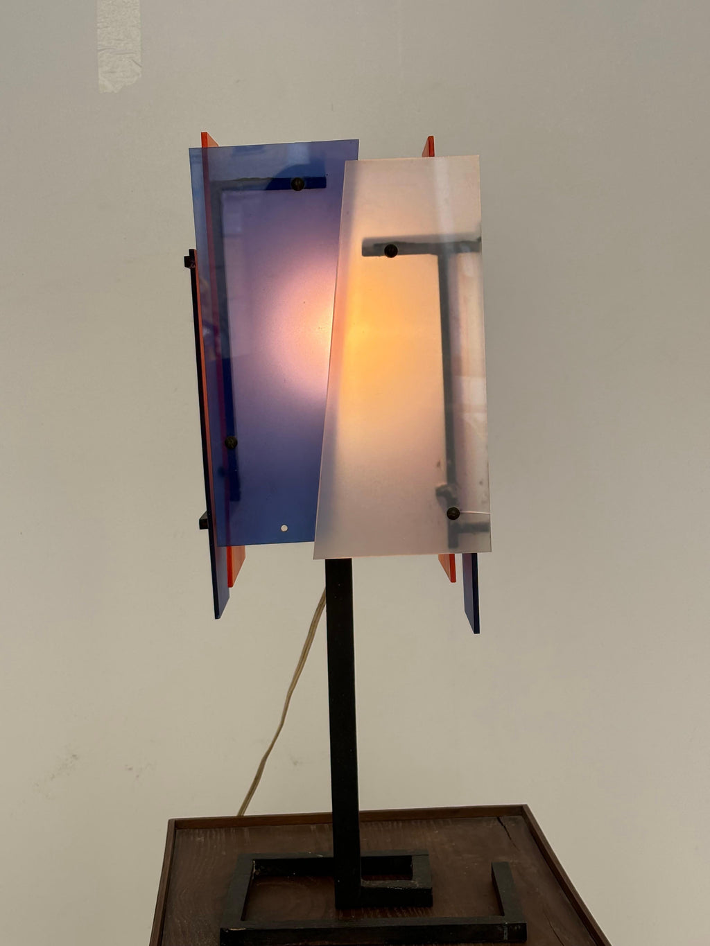 Nice french lamp in métal and plexiglas in the taste of Jean Boris Lacroix