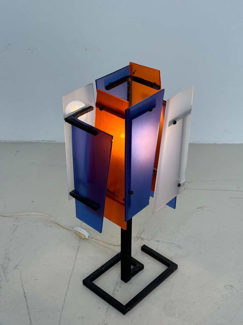 Nice french lamp in métal and plexiglas in the taste of Jean Boris Lacroix