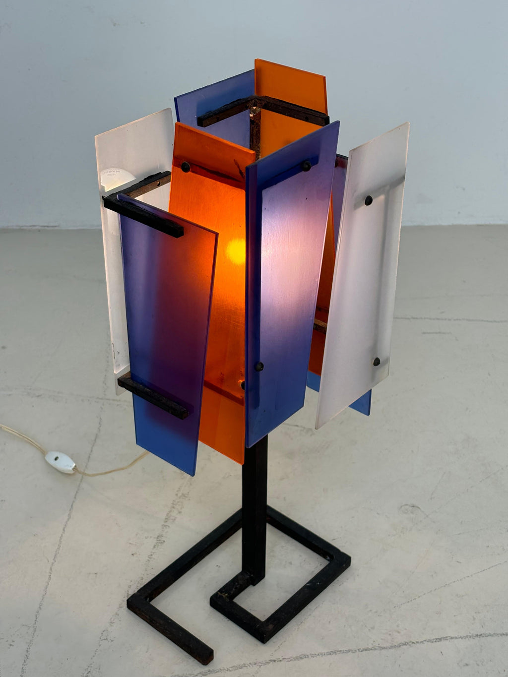 Nice french lamp in métal and plexiglas in the taste of Jean Boris Lacroix