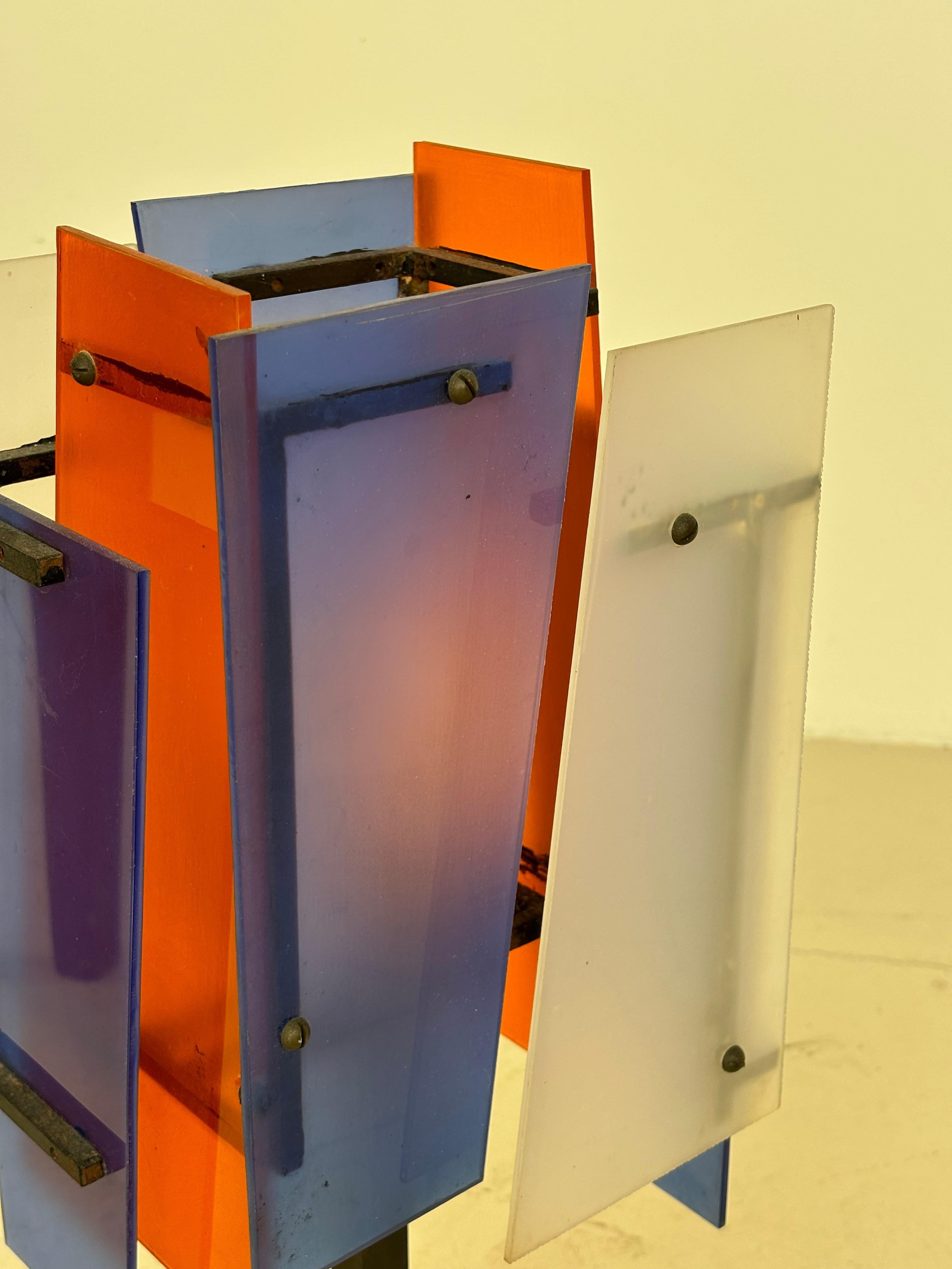 Nice french lamp in métal and plexiglas in the taste of Jean Boris Lacroix