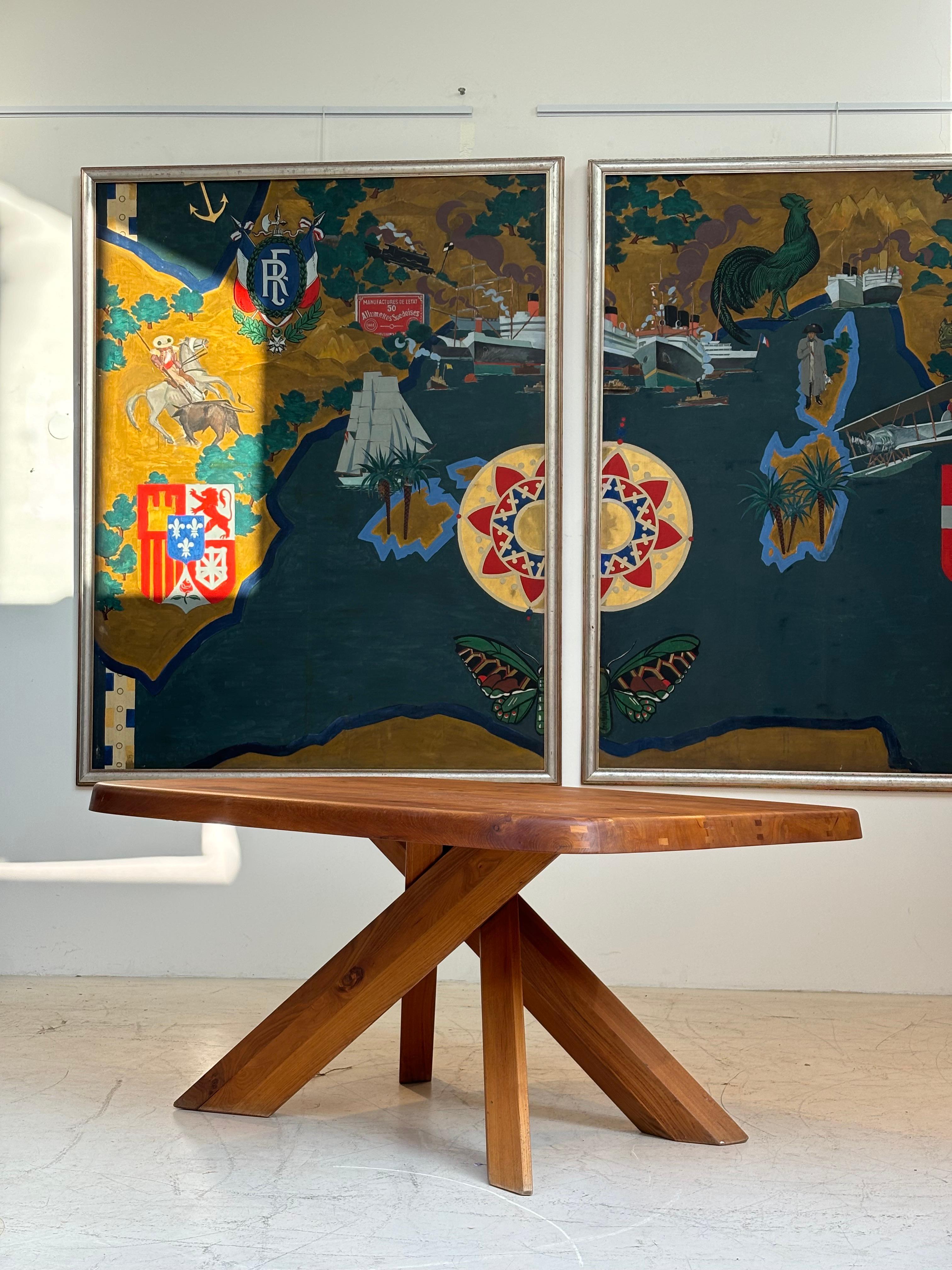 Dining table : « T35 C » by Pierre Chapo, circa 1970 in massive elm