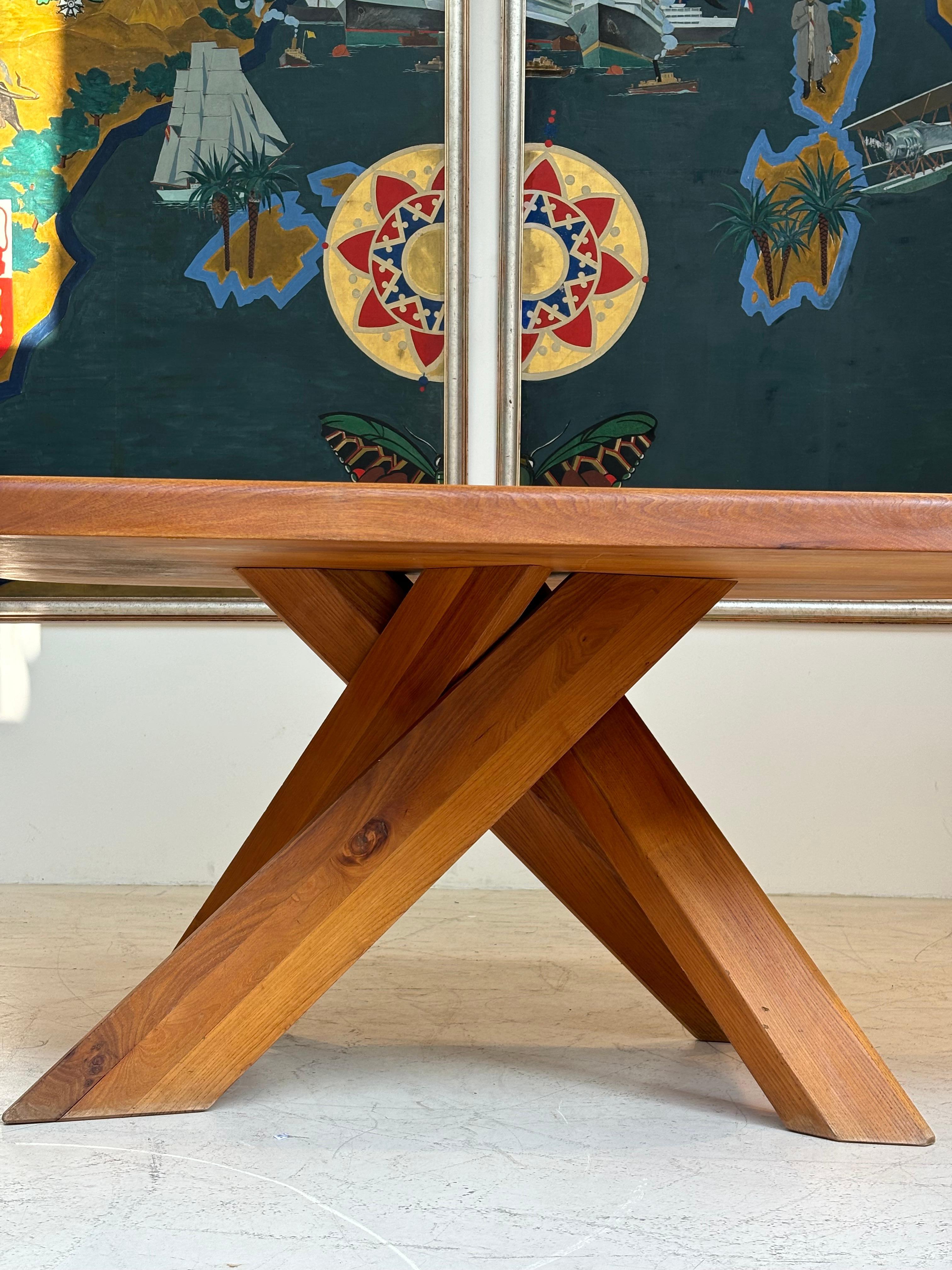 Dining table : « T35 C » by Pierre Chapo, circa 1970 in massive elm