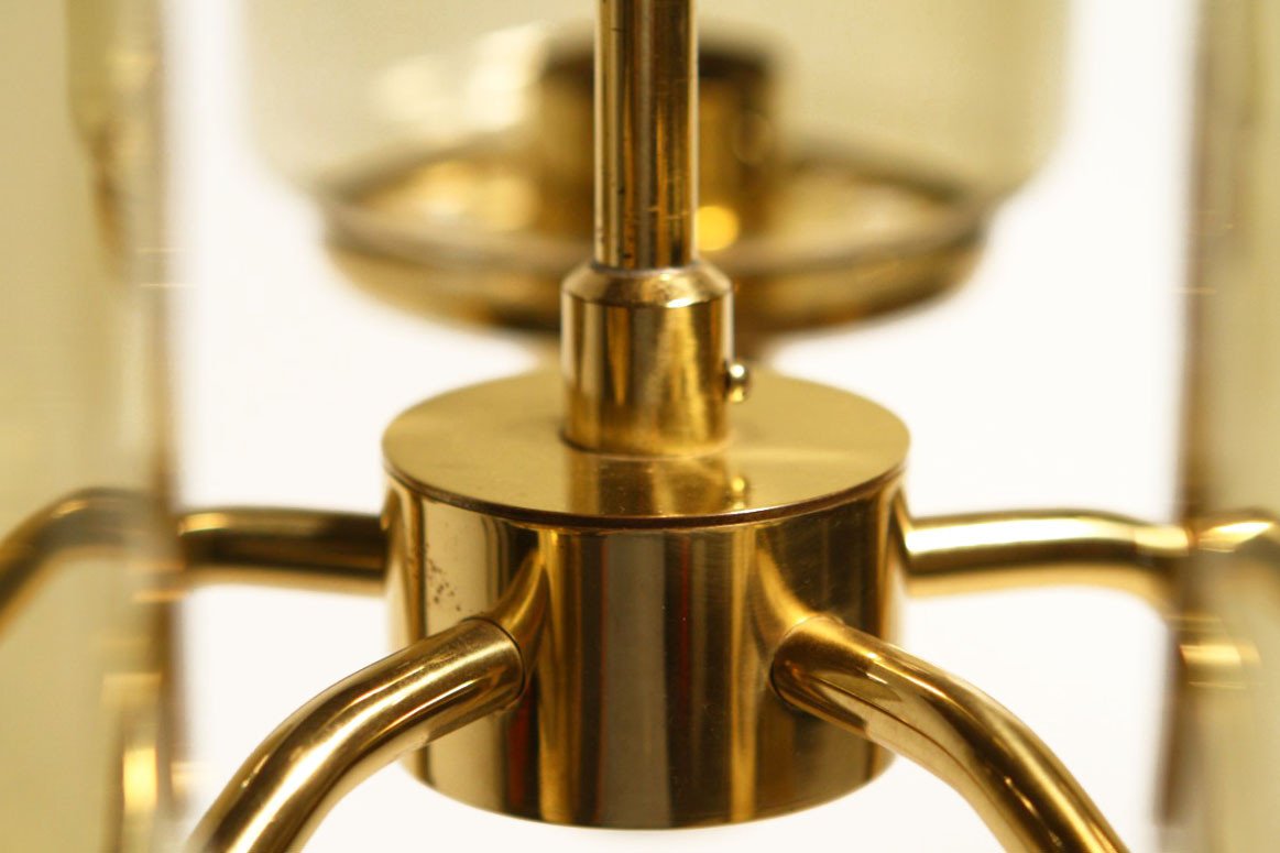 Mid-century brass glass chandelier Hans-Agne Jakobsson 1960s