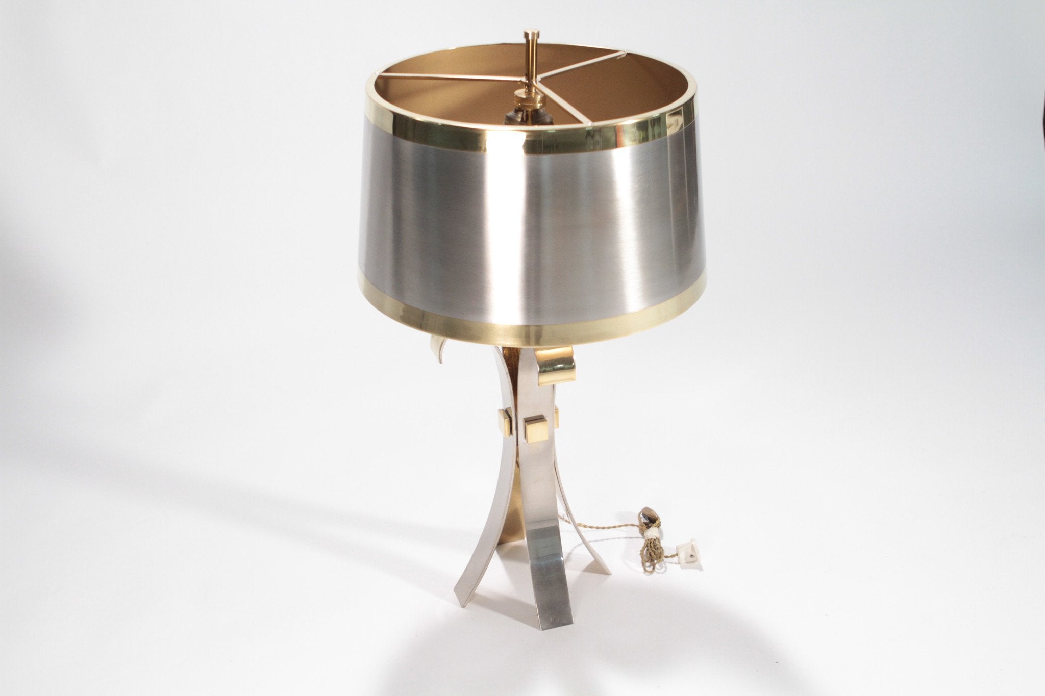 French Hollywood Regency Maison Charles brass Corolle lamp 1970s