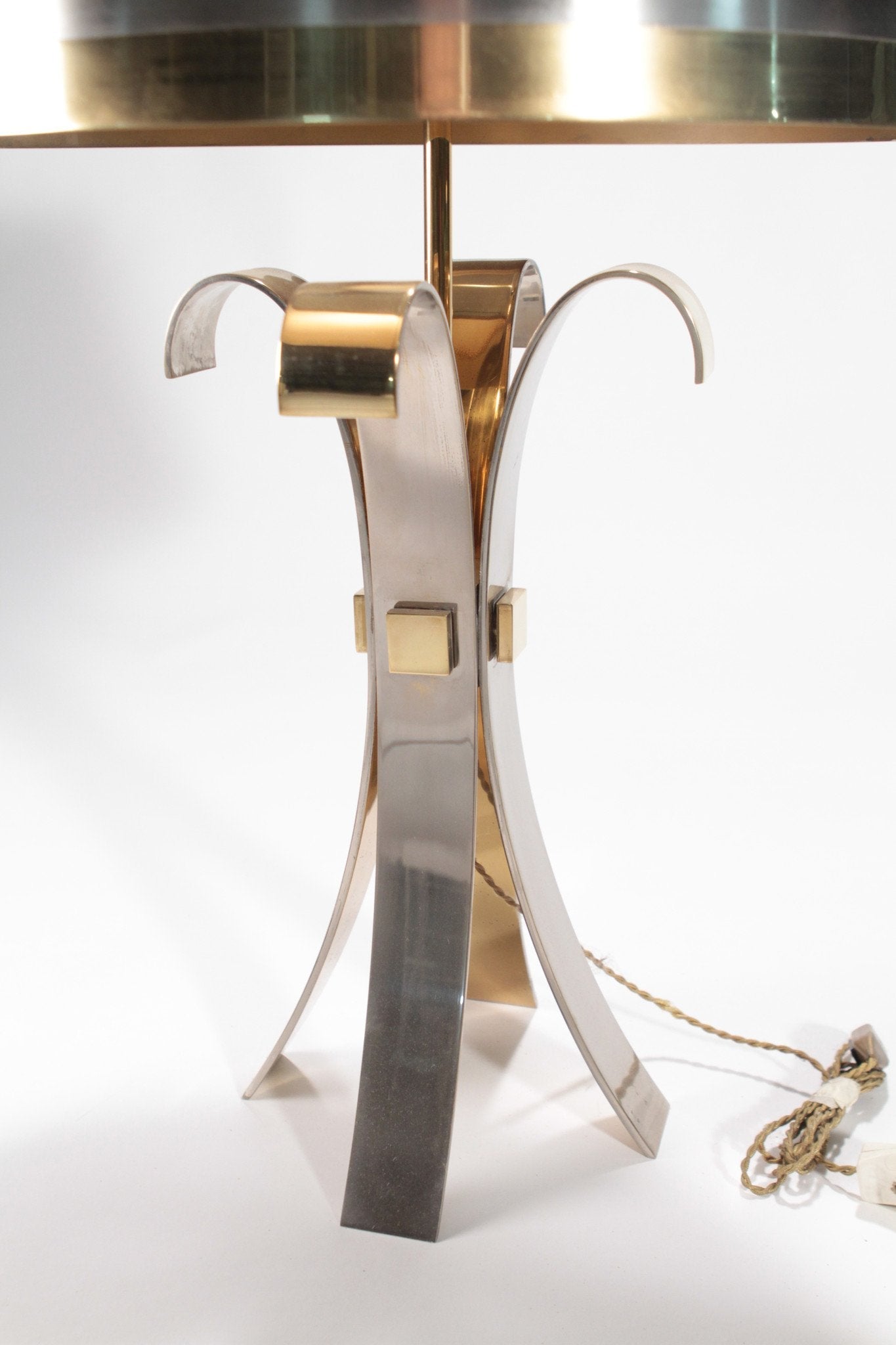 French Hollywood Regency Maison Charles brass Corolle lamp 1970s
